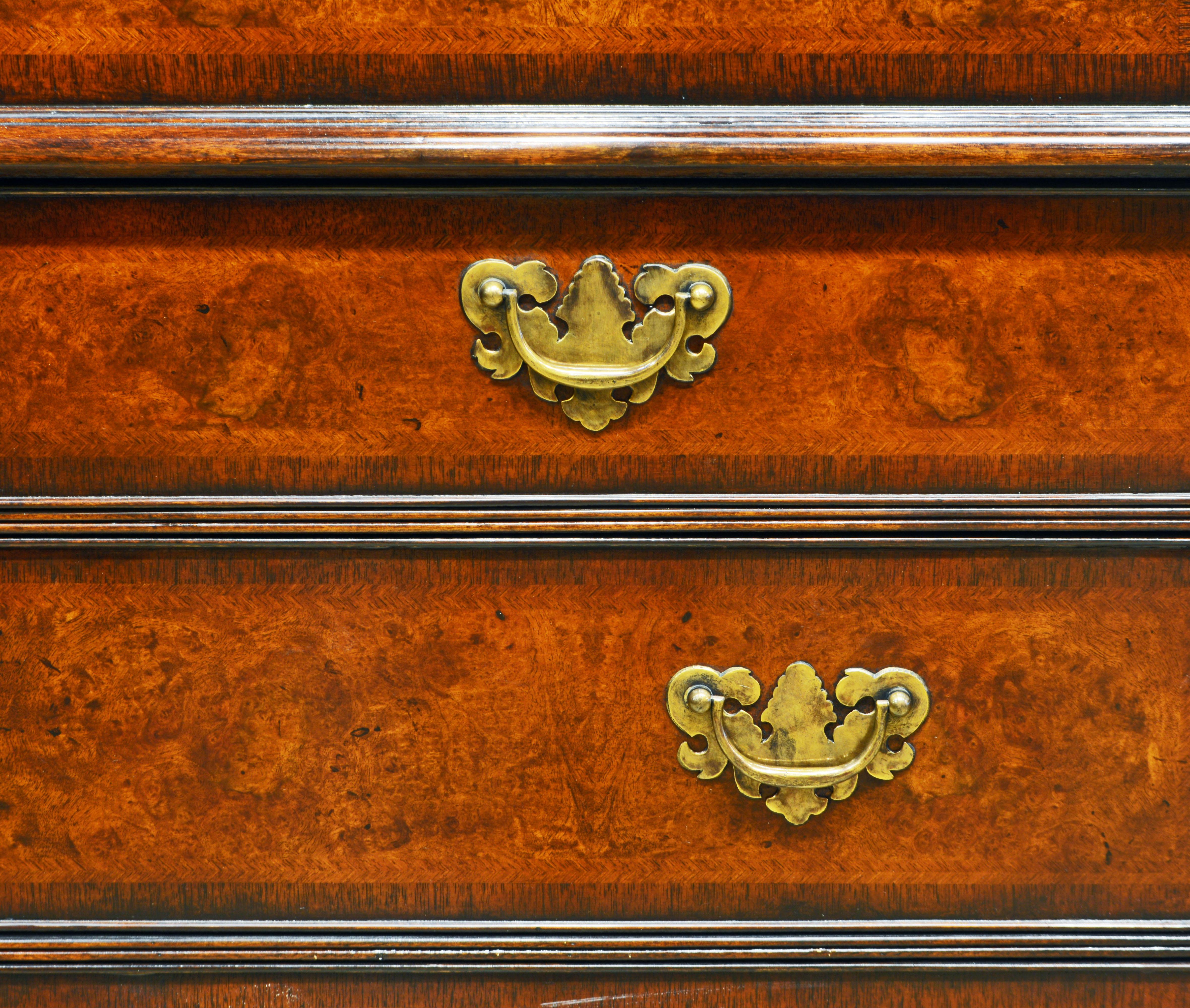 English Queen Anne Style Double Domed Two Part Walnut Secretary Desk, 20th C 7