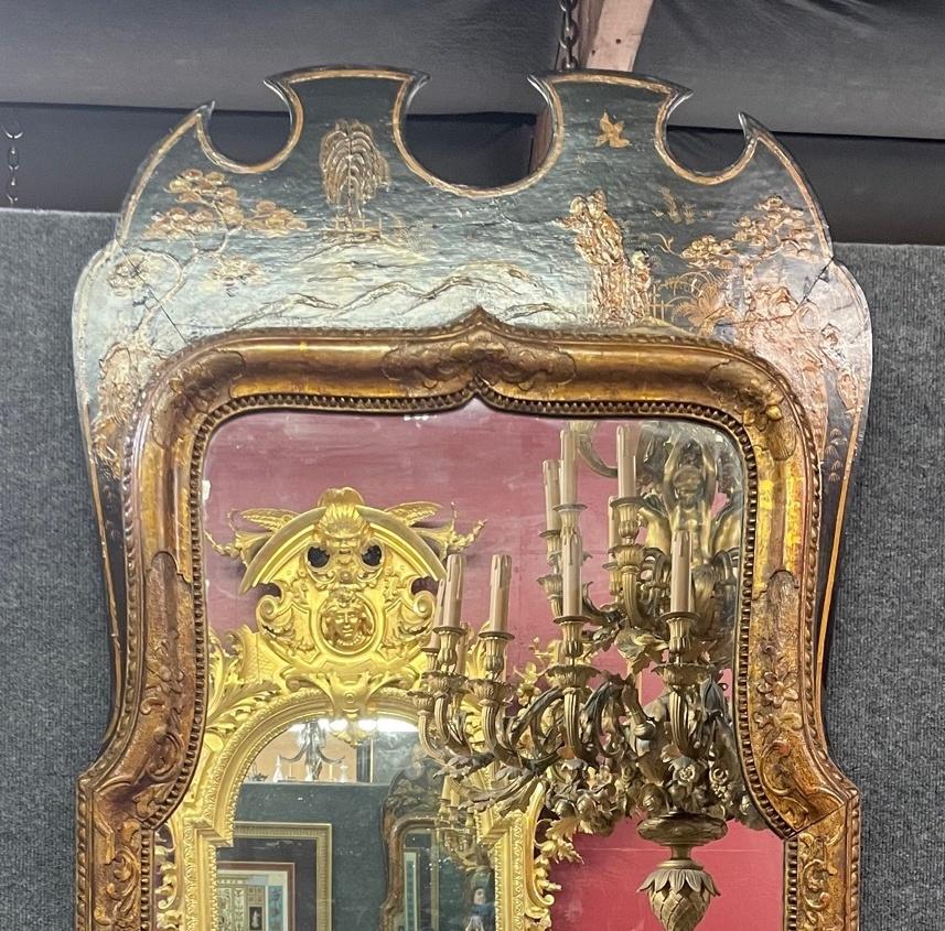 English Queen Anne Style Japanned Mirror, 19th Century 11