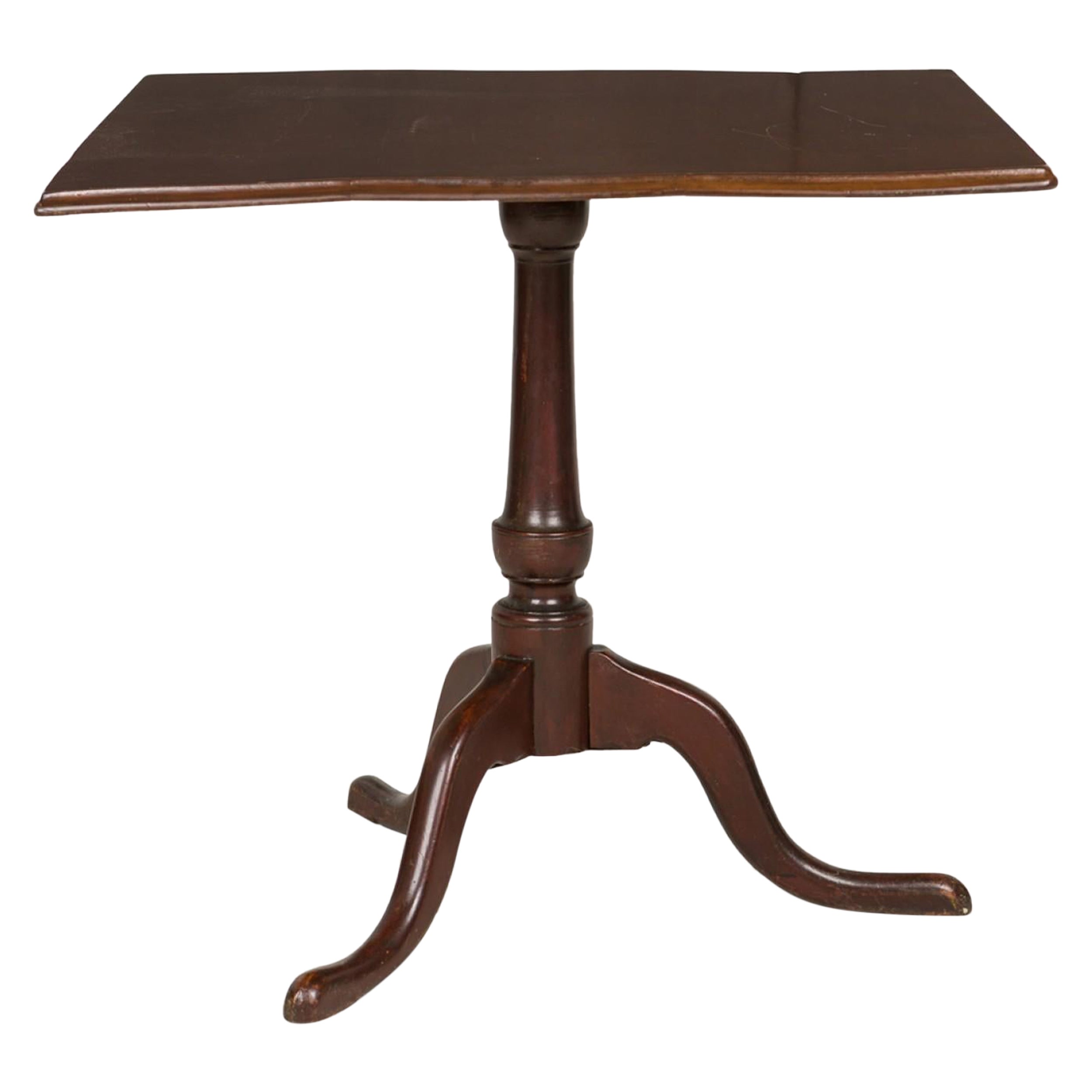 English Queen Anne Style Mahogany Square Tilt Top Center Table