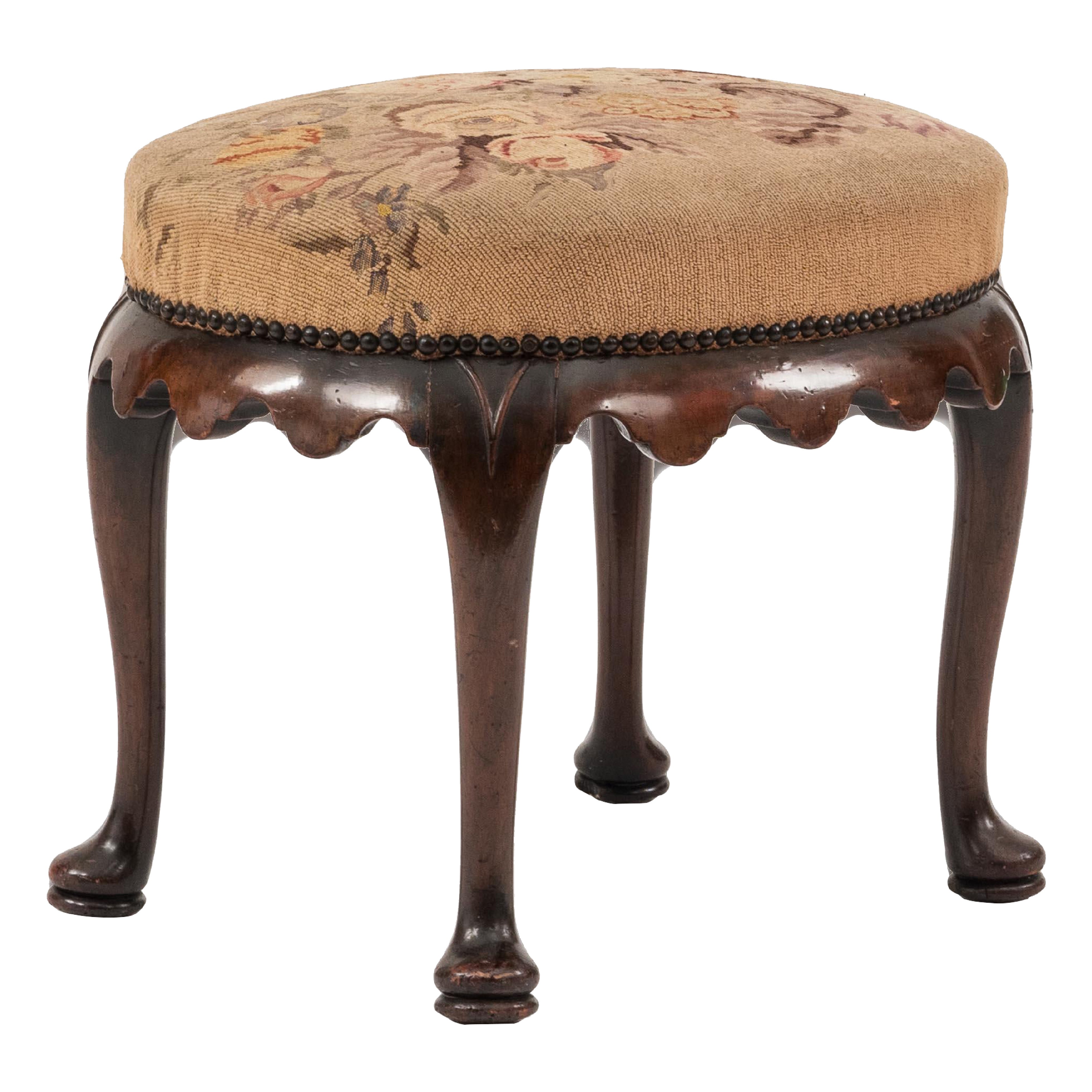 English Queen Anne Style Needlepoint Bench For Sale