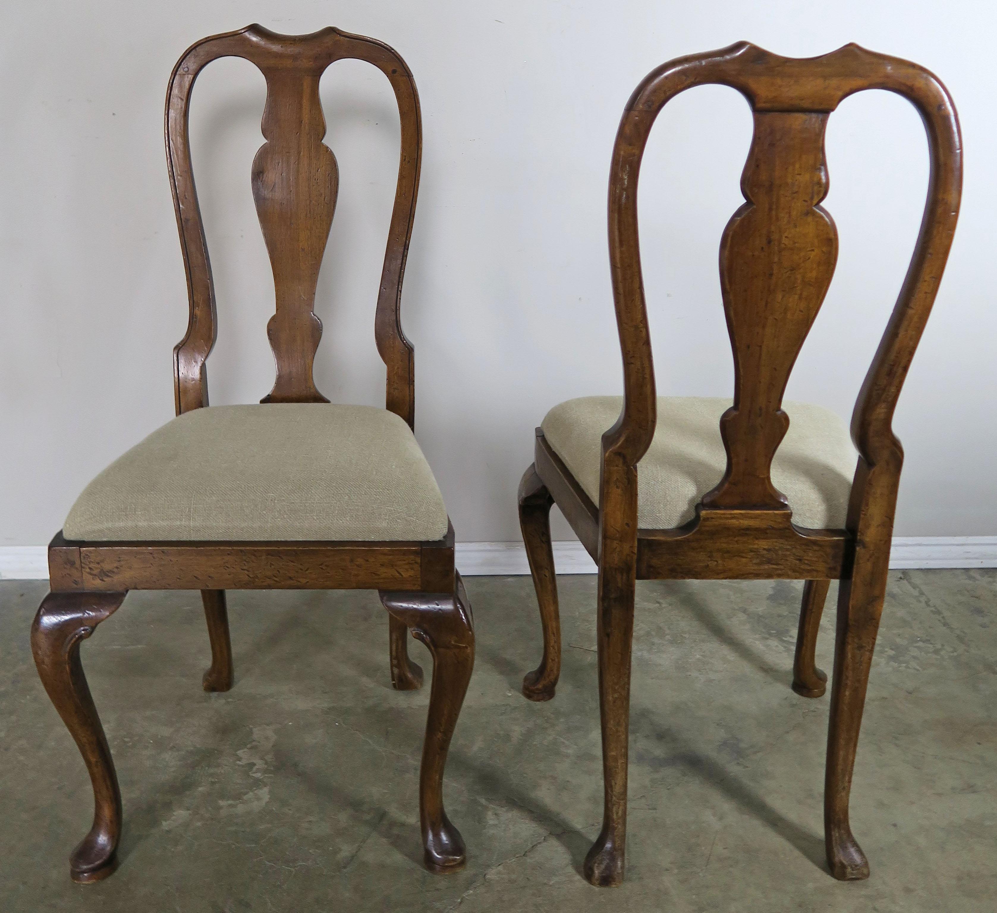 English Queen Anne Style Side Chairs, Set of Four 5