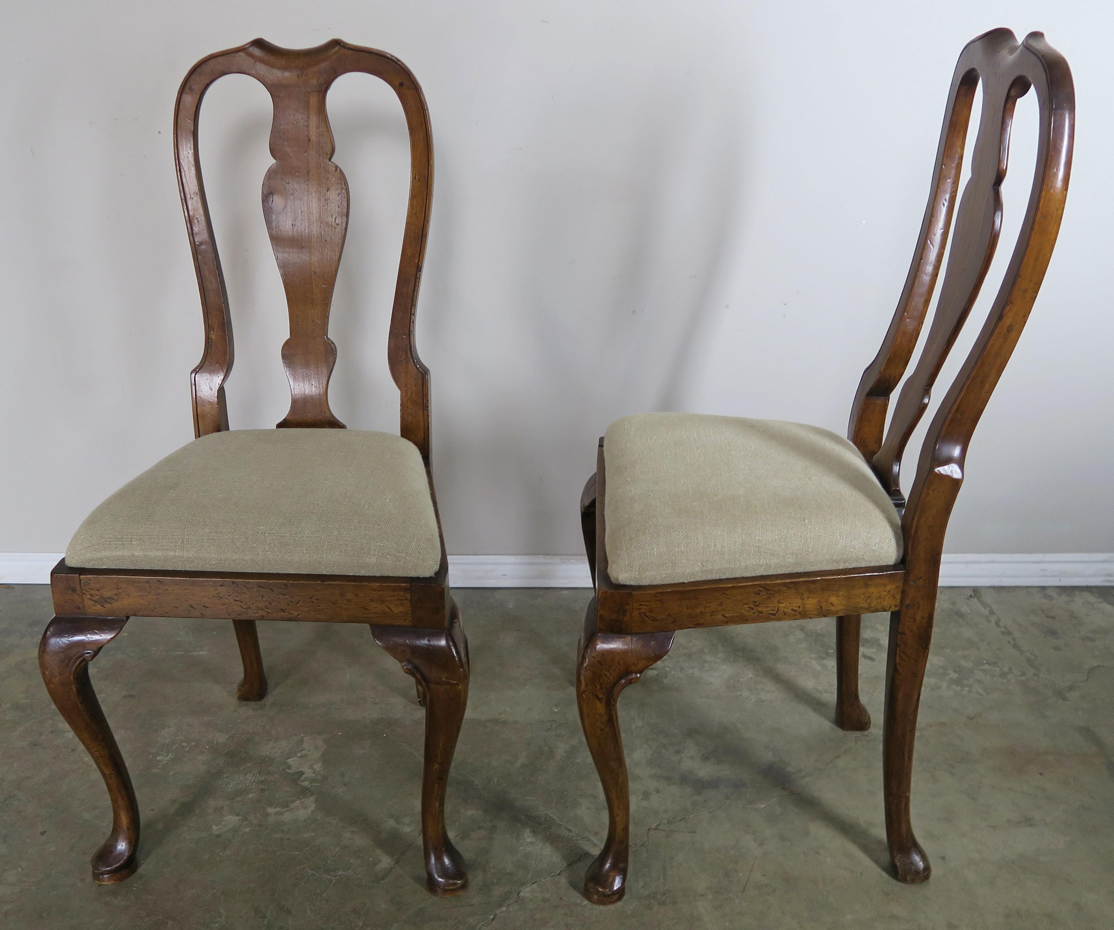 English Queen Anne Style Side Chairs, Set of Four 7