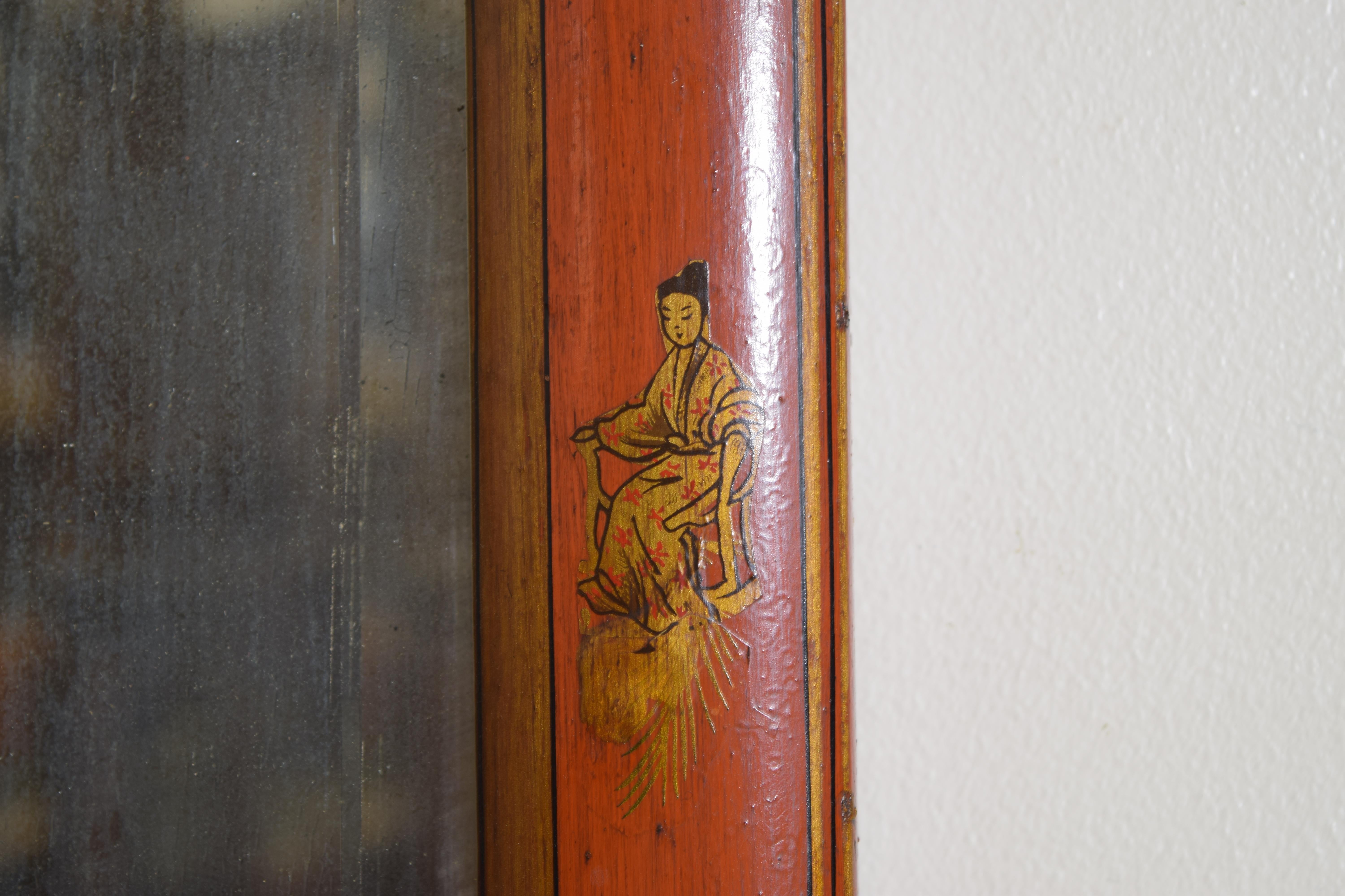 English Queen Anne Style Slender Chinoiserie Mirror, Early to Mid 20th Century 1