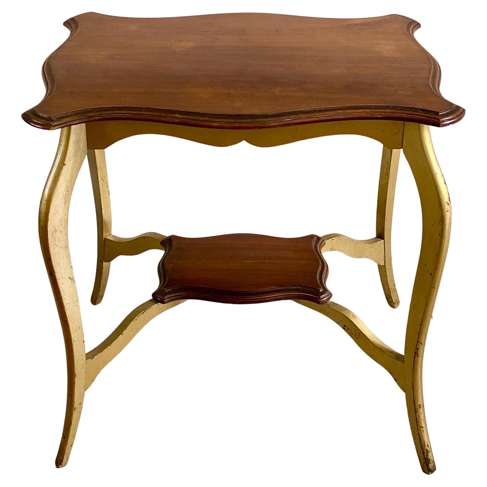 Table à thé de style Queen Anne anglaise, dorée, période victorienne - 19e Angleterre