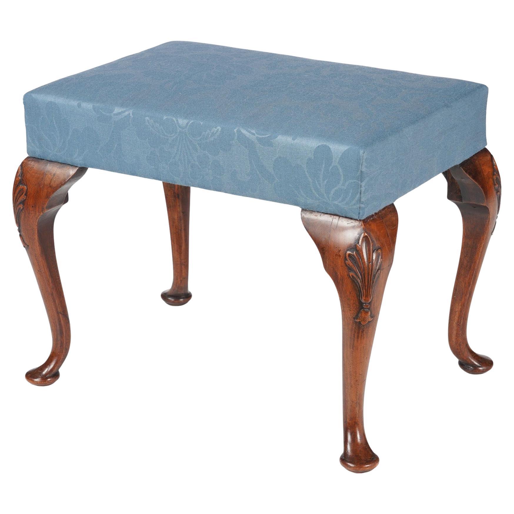 English Queen Anne upholstered stool, c. 1850