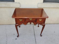 English Queen Anne Walnut Lowboy with Original Brasses & Pad Feet, Circa 1740
