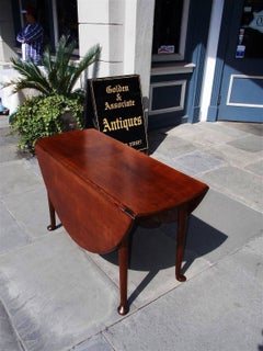 English Queen Anne Walnut Oval Drop-Leaf Table with Pad Feet, Circa 1740