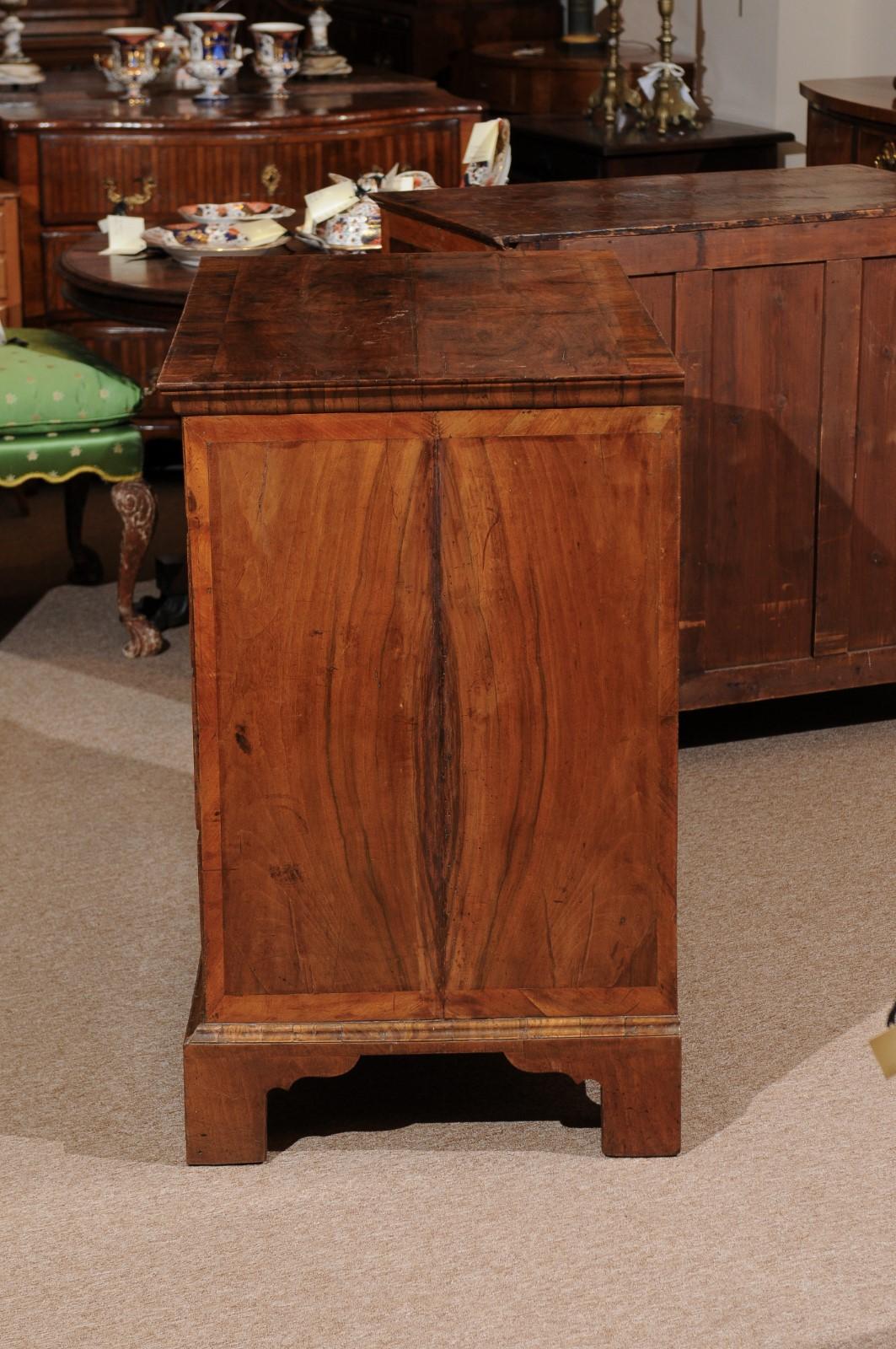 English Queen Anne Walnut Period Chest, Early 18th Century For Sale 4