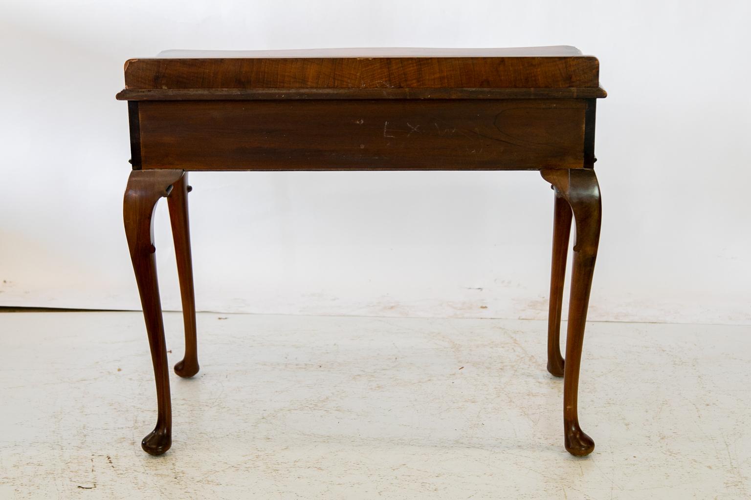 Brass English Queen Anne Walnut Serving Table For Sale