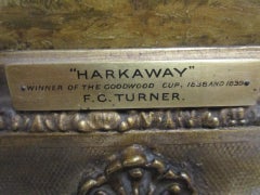 English Racehorse Oil Painting by F. C. Turner 1839 Harkaway Winner Goodwood Cup