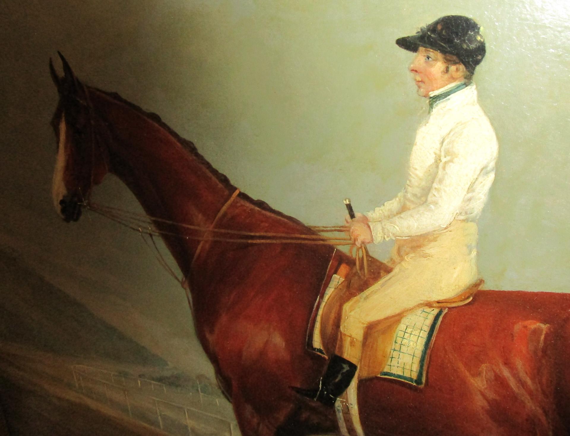 High Victorian English Racehorse Oil Painting by F. C. Turner 1839 Harkaway Winner Goodwood Cup