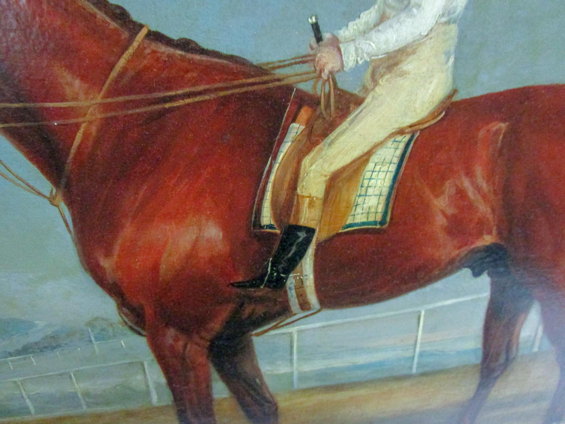 English Racehorse Oil Painting by F. C. Turner 1839 Harkaway Winner Goodwood Cup In Good Condition In Savannah, GA