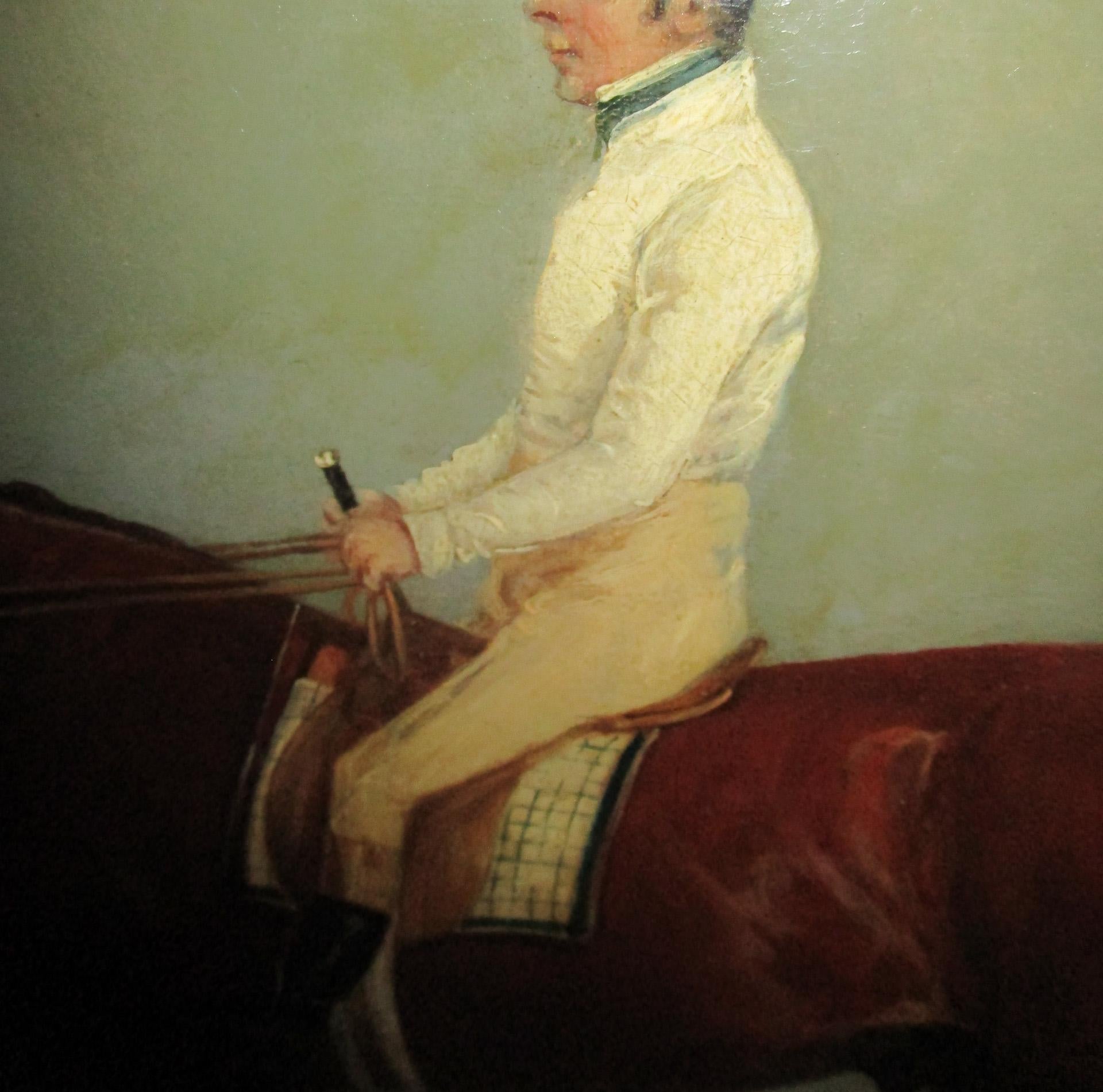 Giltwood English Racehorse Oil Painting by F. C. Turner 1839 Harkaway Winner Goodwood Cup