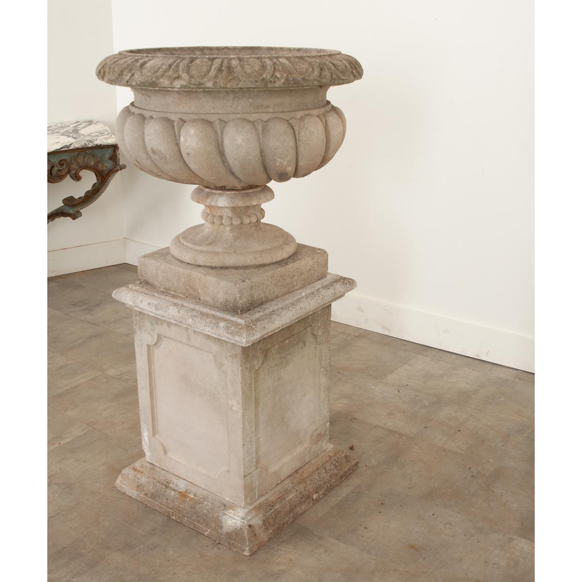 20th Century English Raised Garden Urn on Pedestal
