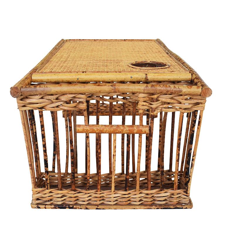 English Rattan and Bamboo Breakfast Bed Tray with Magazine Rack and Cup