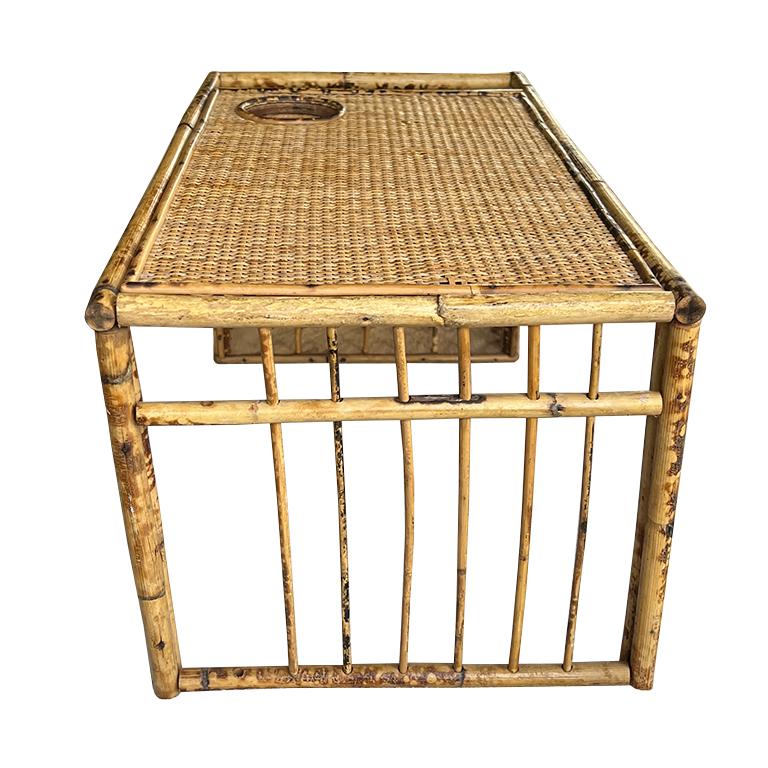 Southeast Asian English Rattan and Bamboo Breakfast Bed Tray with Magazine Rack and Cup Holder For Sale