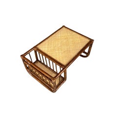 English Rattan and Bamboo Breakfast Bed Tray with Magazine Rack