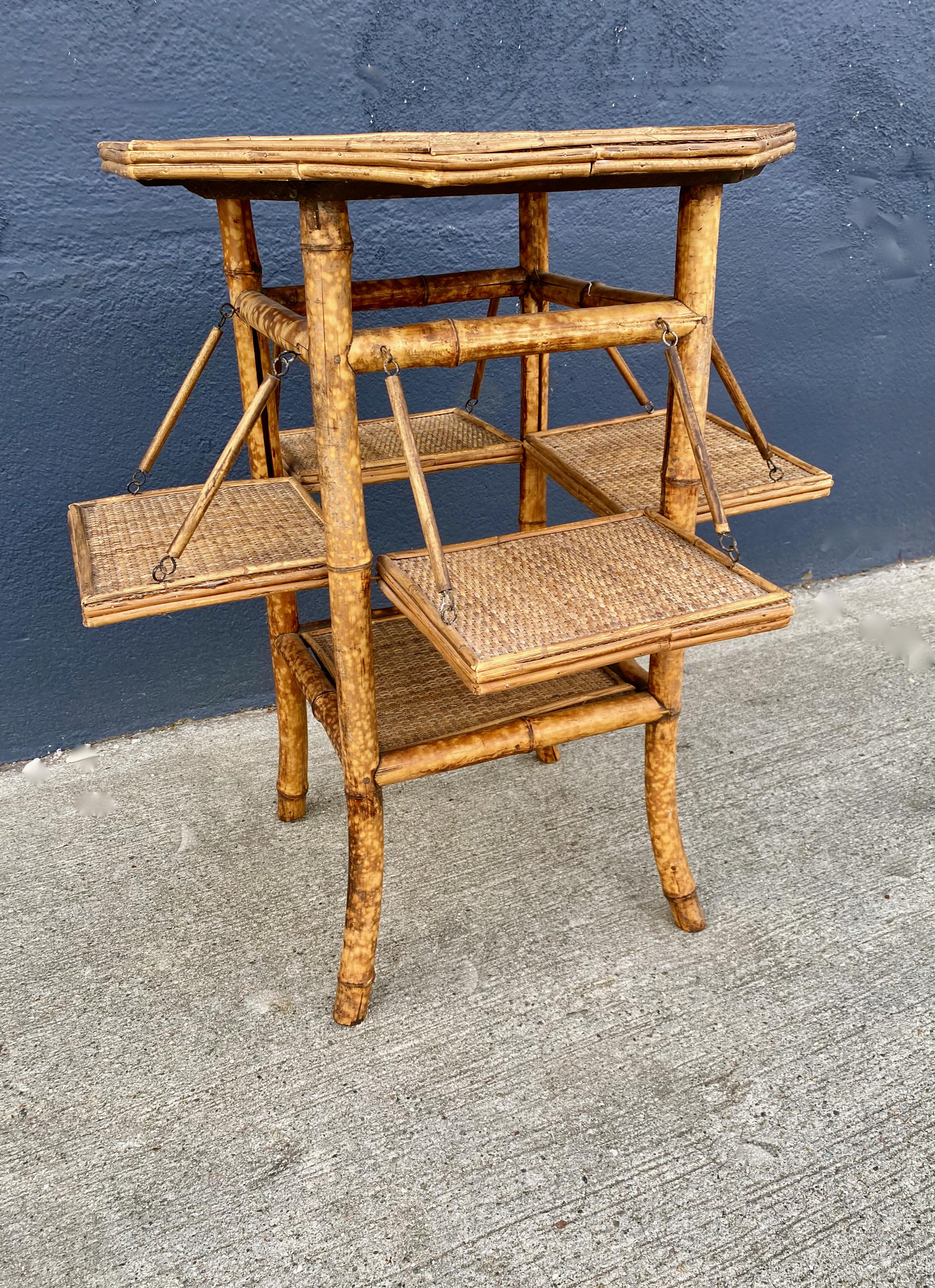 20th Century English Rattan and Bamboo Tea Table, C. 1900-1920 For Sale