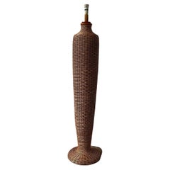 English Rattan Cane Floor Lamp