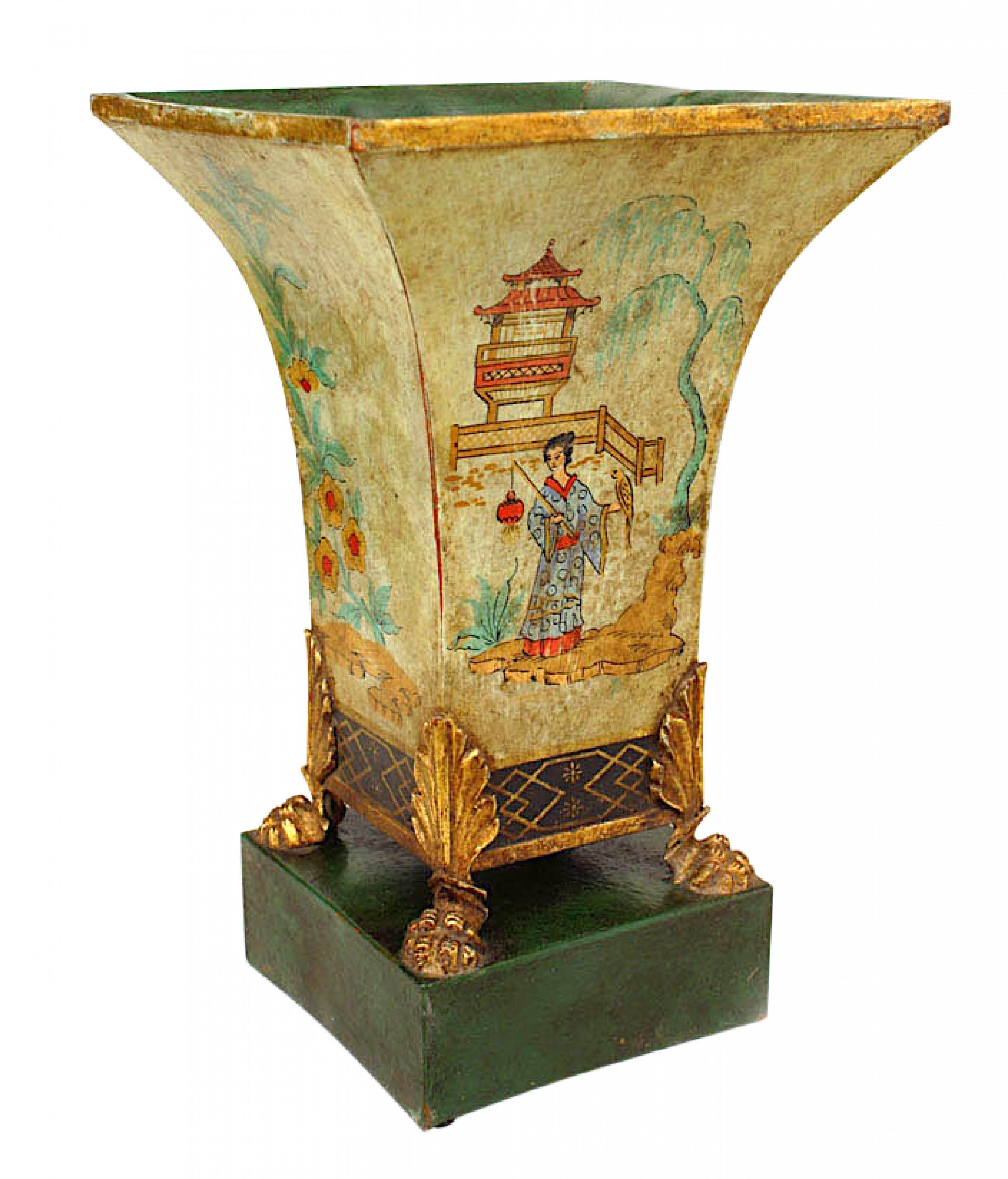 Regency Vaso Celadon in stile inglese Recency Chinoiserie in vendita