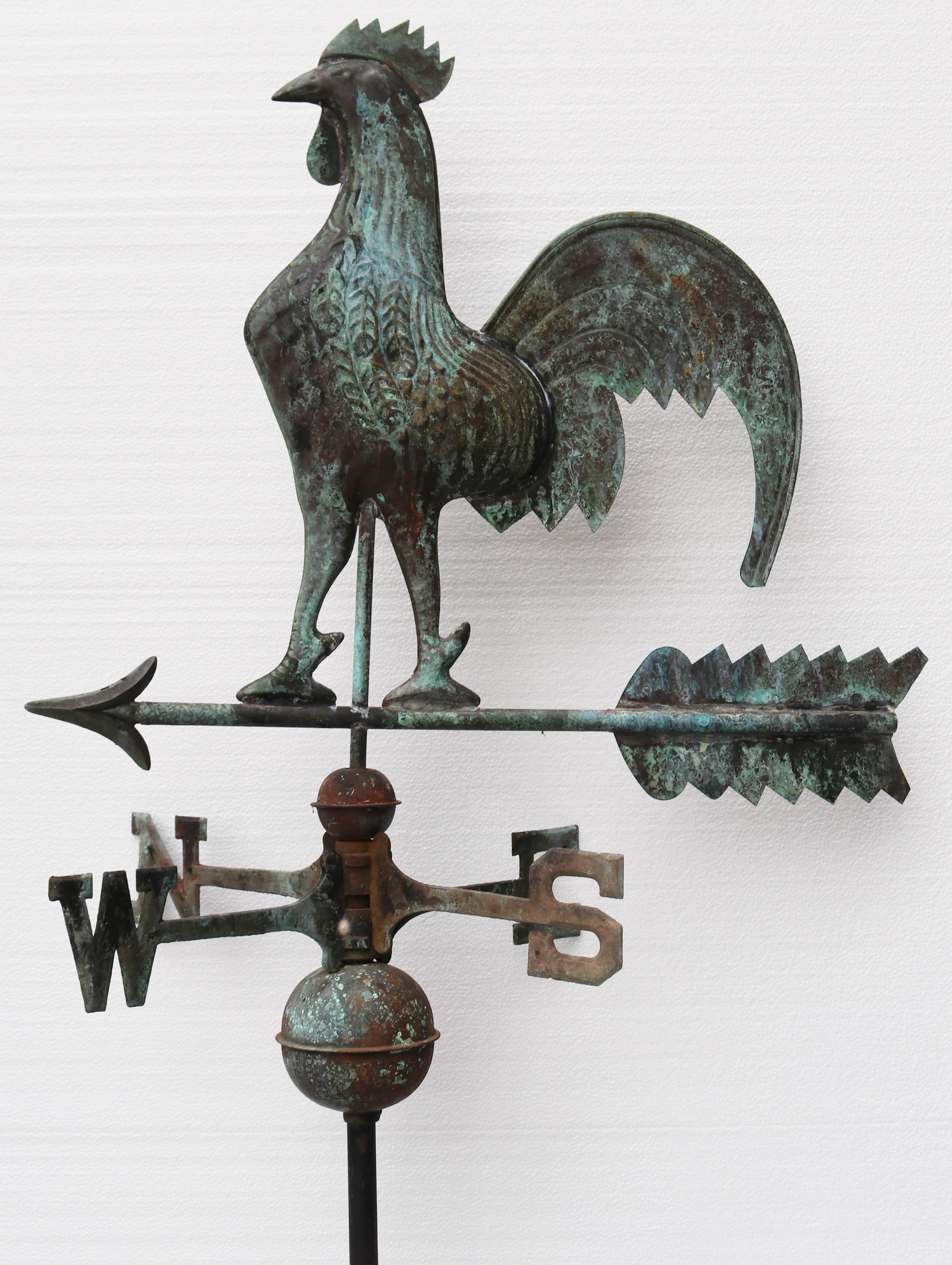 20th Century English Reclaimed Full Bodied Copper Cockerel Weathervane