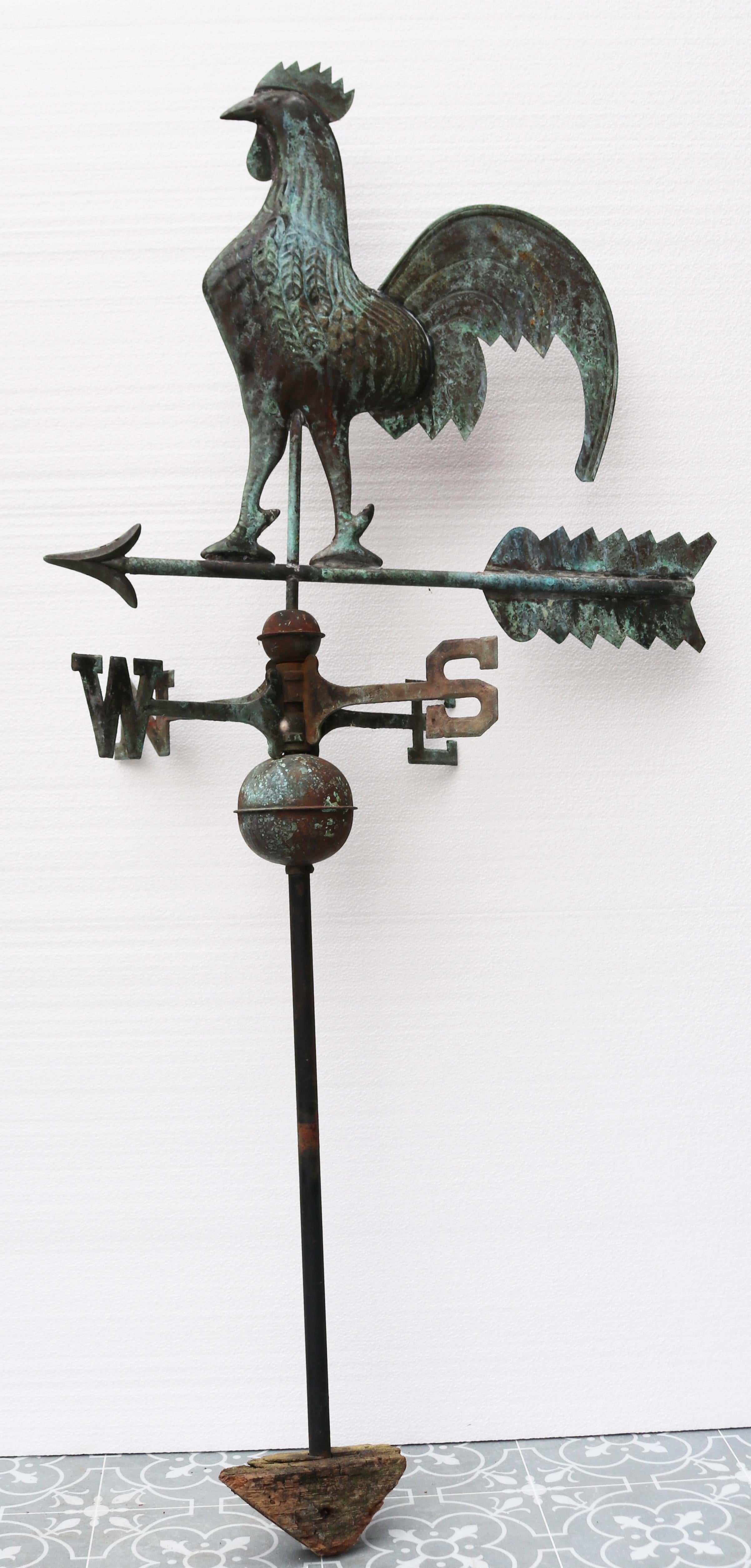 English Reclaimed Full Bodied Copper Cockerel Weathervane 1