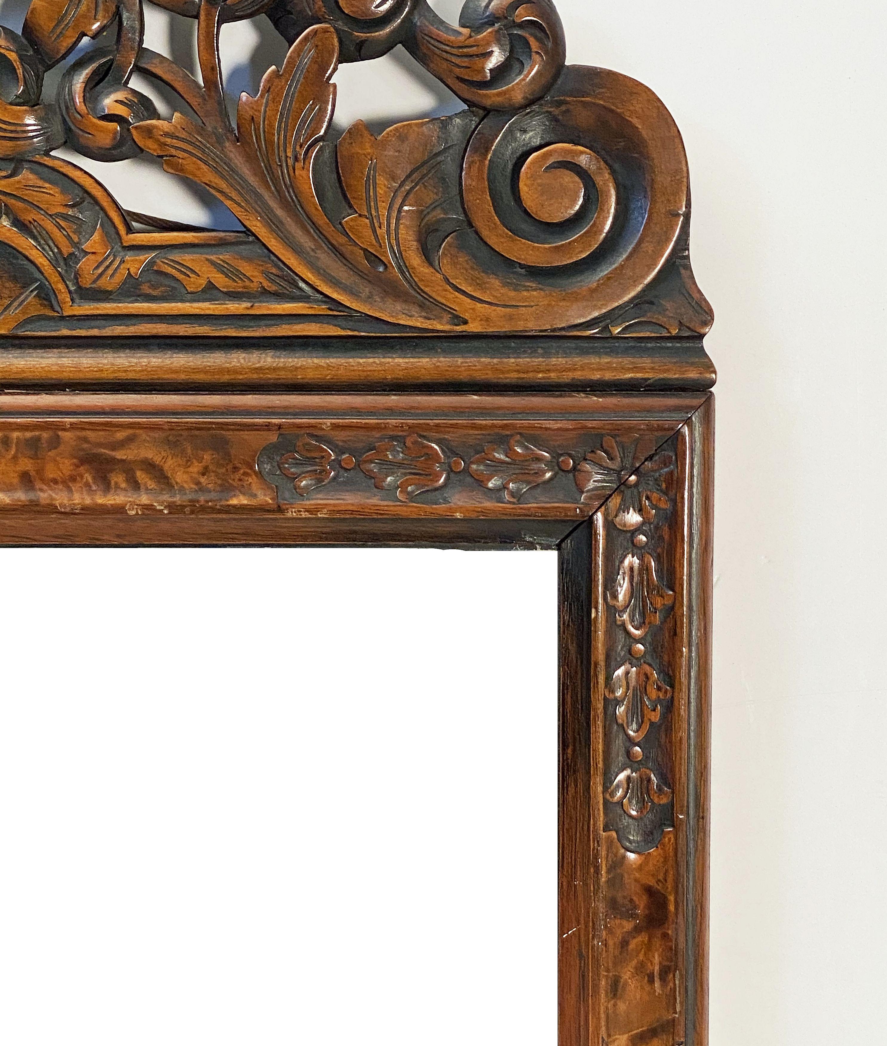 English Rectangular Mirror in Carved Frame of Walnut (H 33 3/8 x W 21) For Sale 8