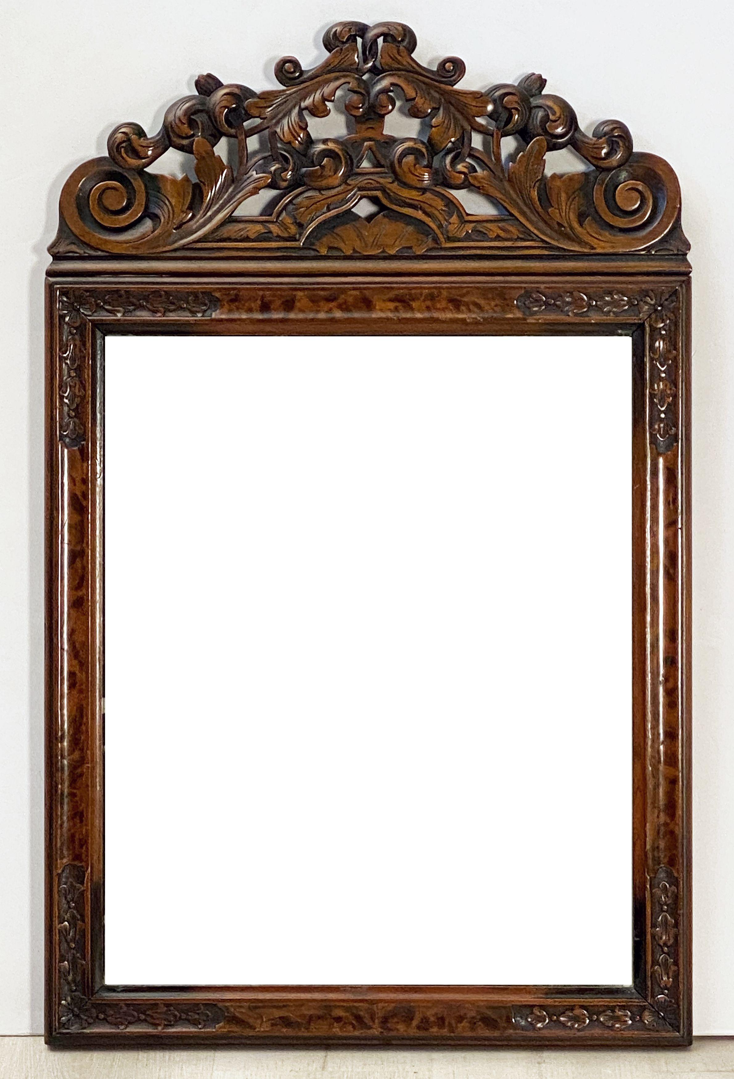 English Rectangular Mirror in Carved Frame of Walnut (H 33 3/8 x W 21) For Sale 11