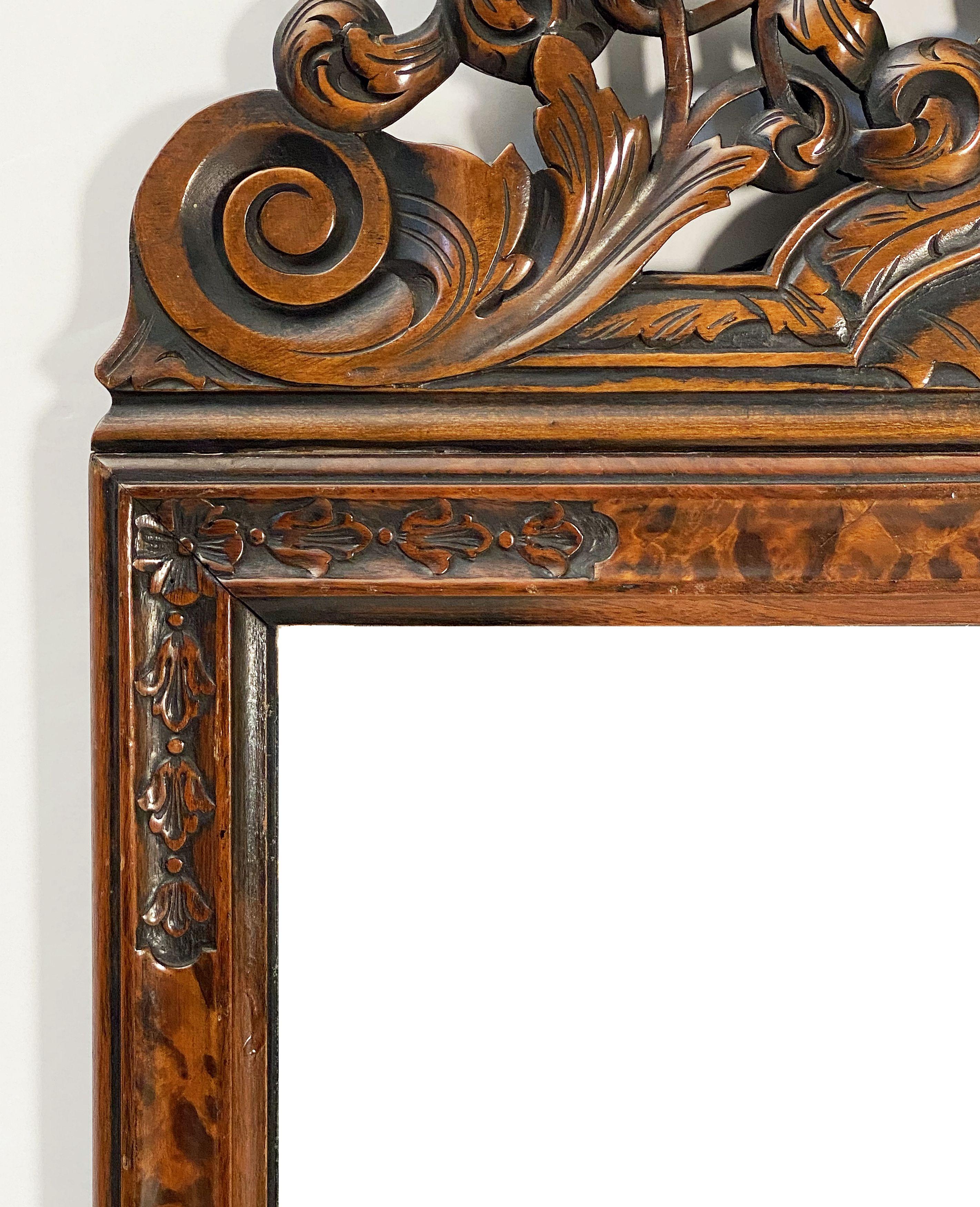 English Rectangular Mirror in Carved Frame of Walnut (H 33 3/8 x W 21) For Sale 2