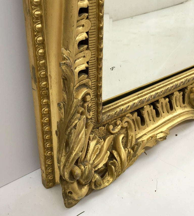 English Rectangular Beveled Mirror in Gilt Frame (H 35 1/4 x W 27) For Sale at 1stDibs