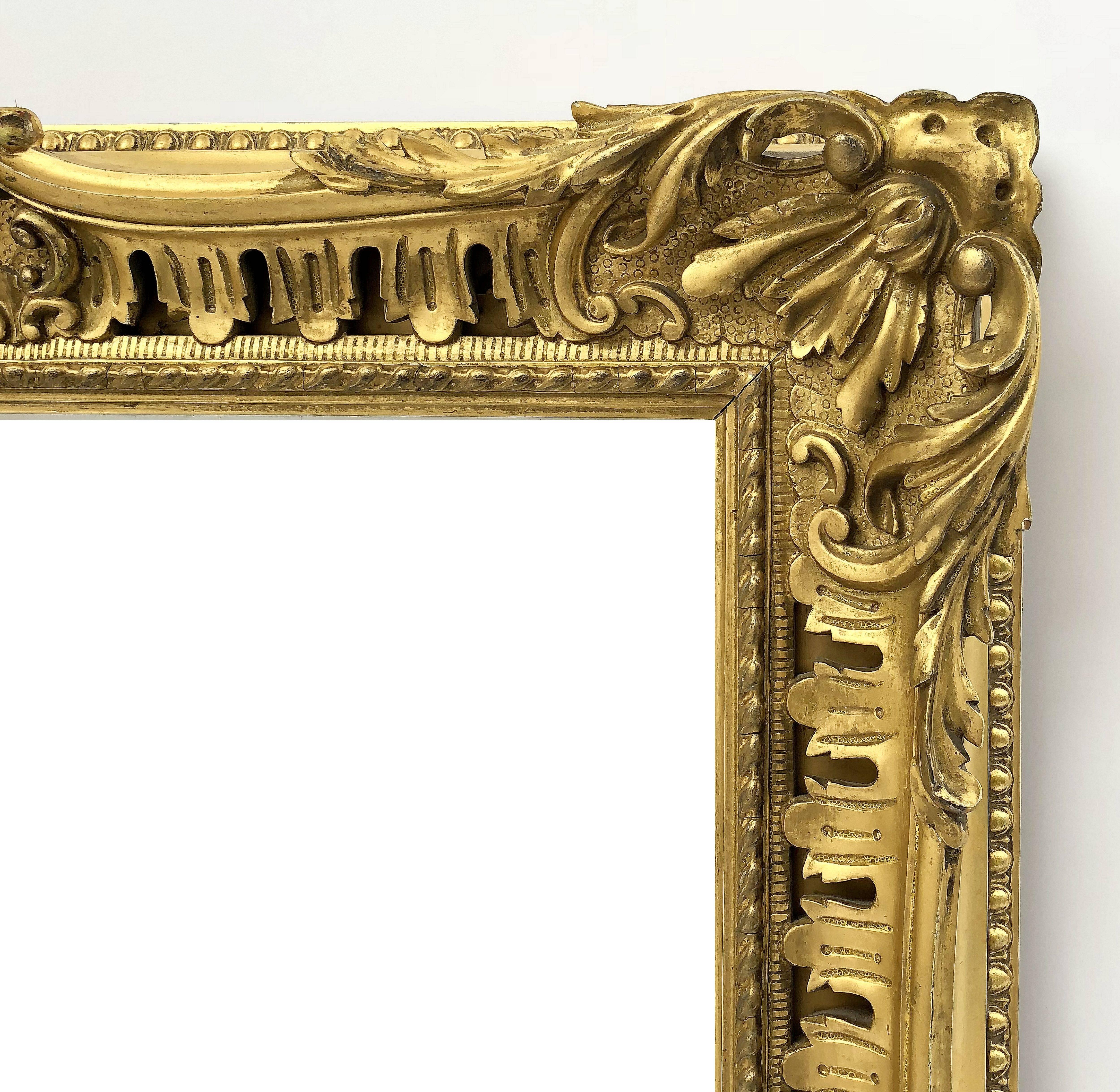 Doré Miroir rectangulaire biseauté anglais dans un cadre doré (H 35 1/4 x L 27) en vente