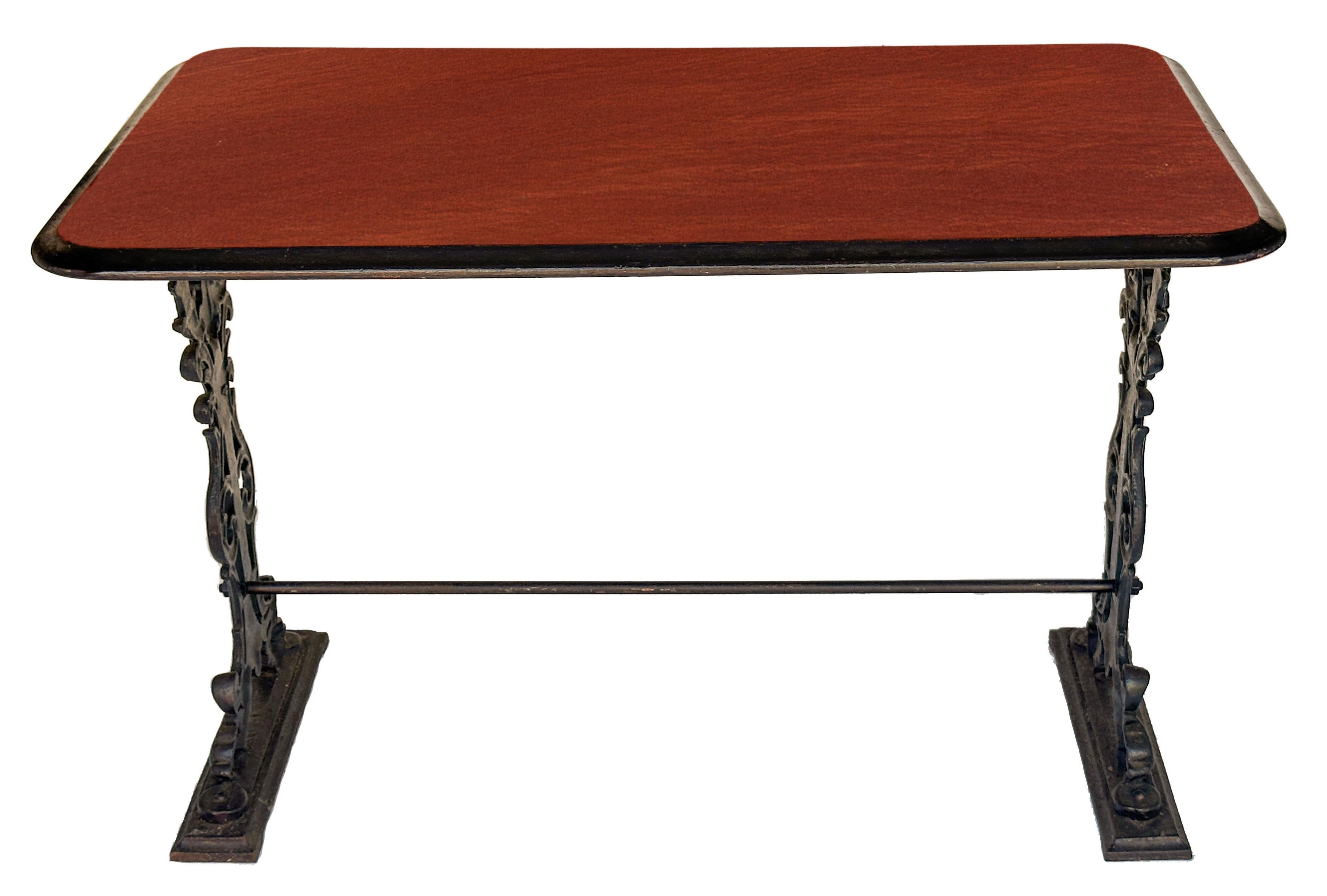 English Rectangular Console Bar or Pub Table of Wood and Cast Iron In Good Condition For Sale In Austin, TX
