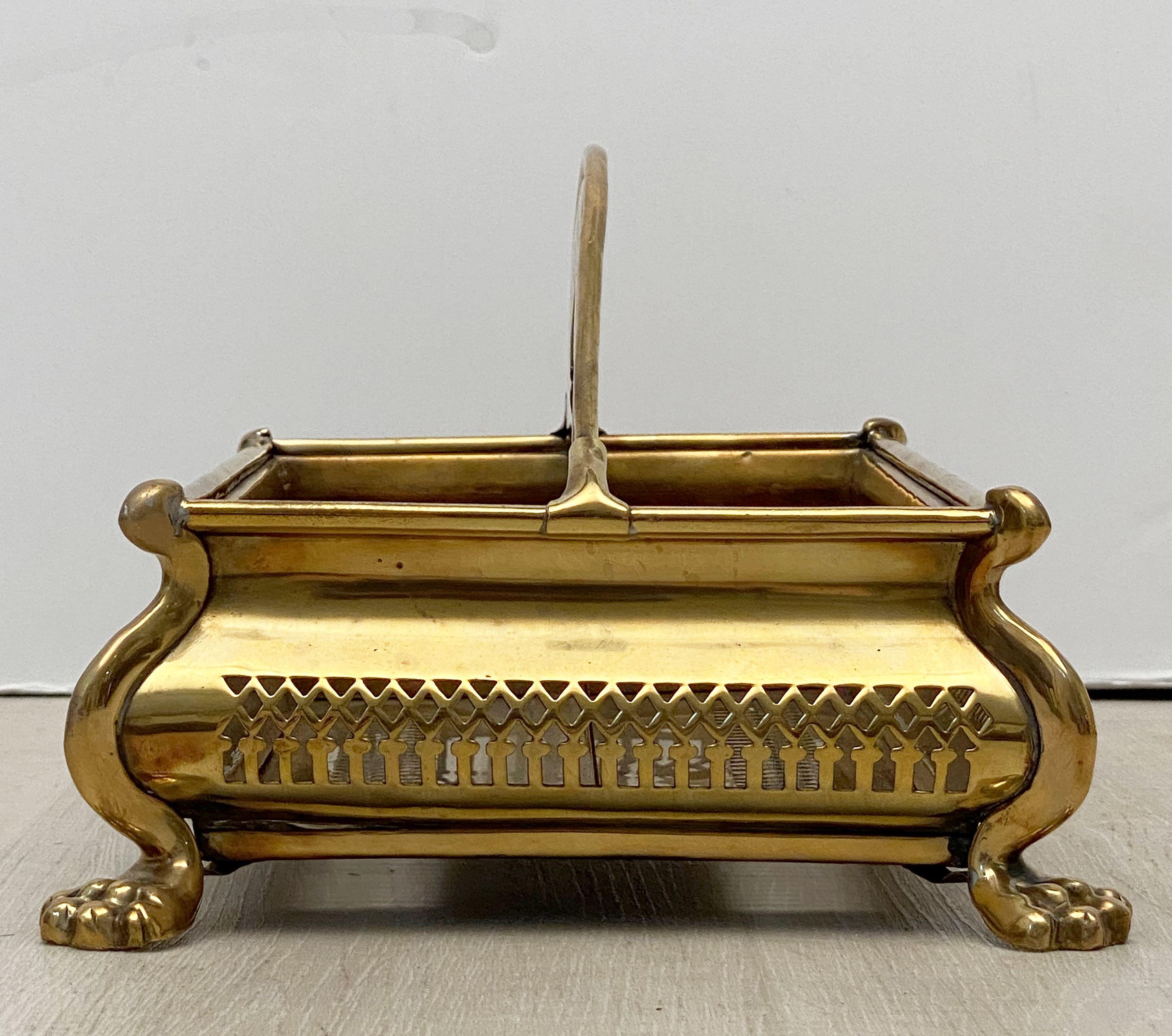 English Rectangular Cutlery Tray of Brass on Lion's Paw Feet 10