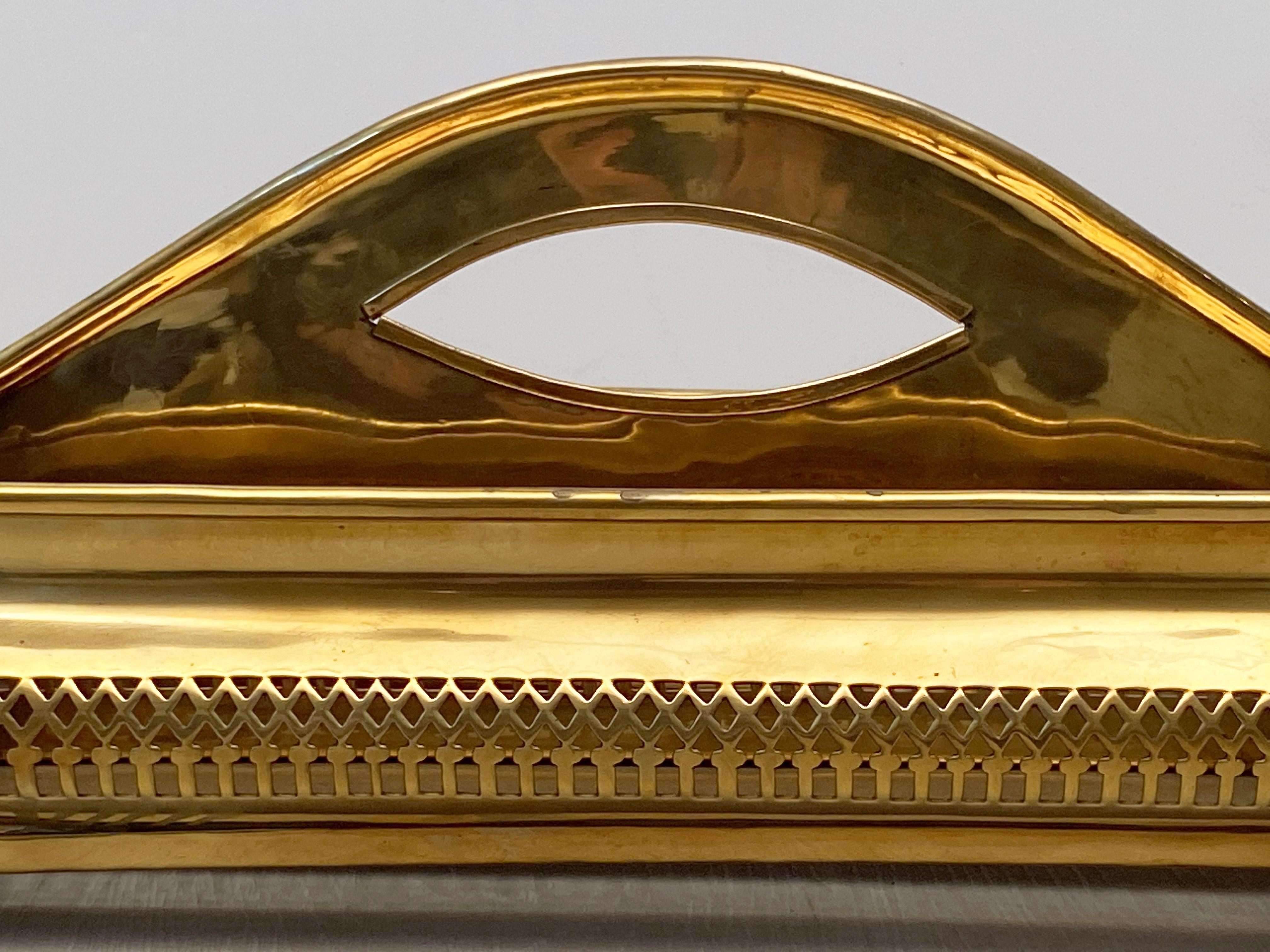 English Rectangular Cutlery Tray of Brass on Lion's Paw Feet 2