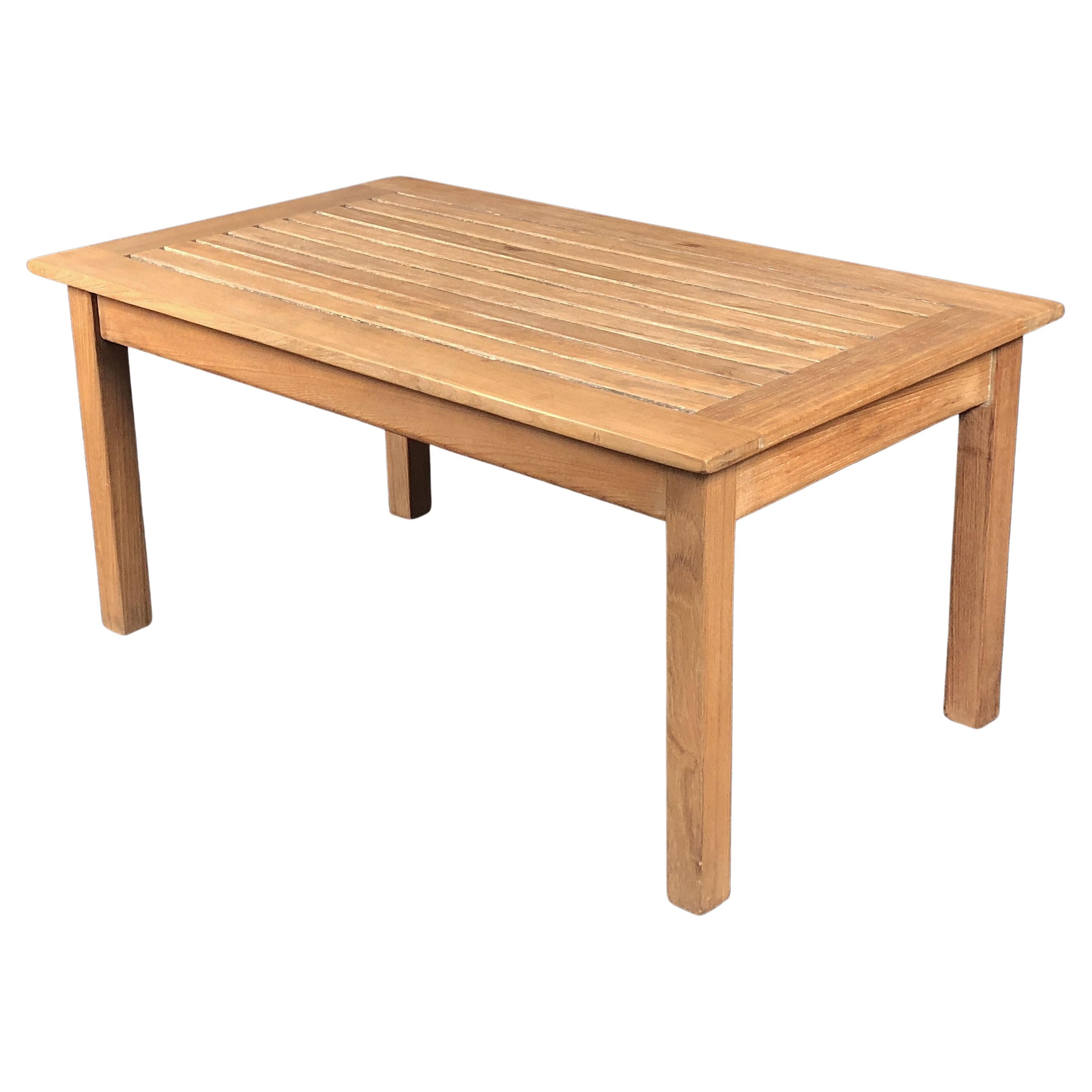 Table basse rectangulaire anglaise en teck pour le jardin ou le patio en vente