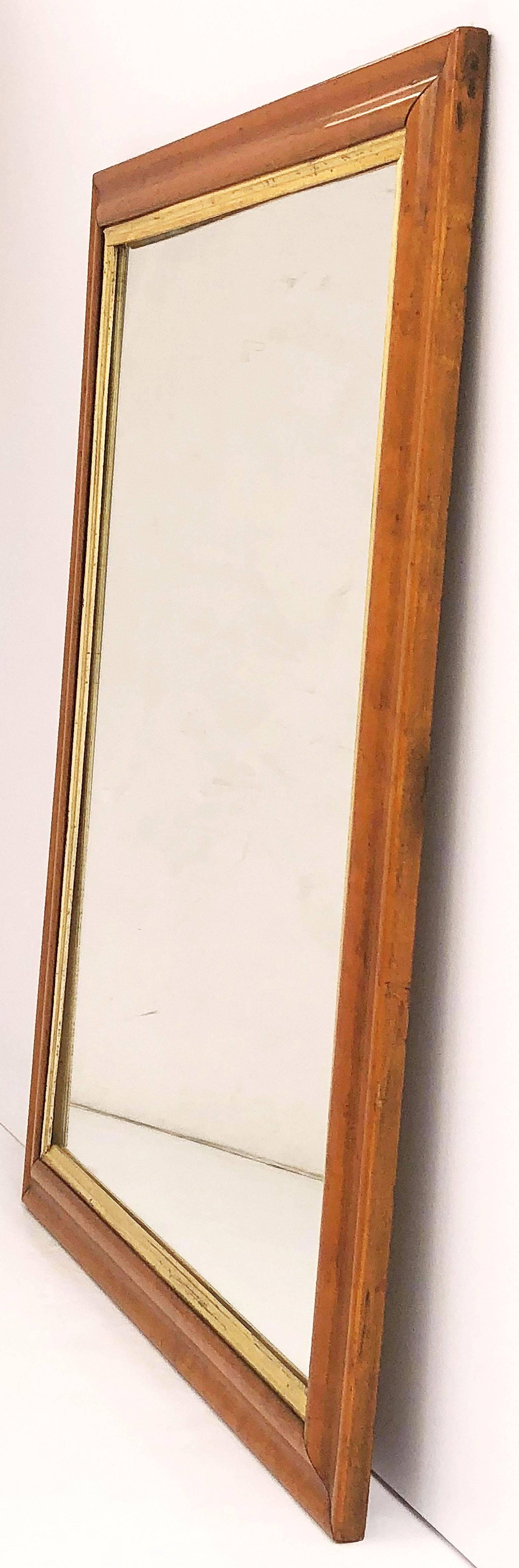 English Rectangular Maple and Giltwood Framed Mirror (H 32 x W 26) 4