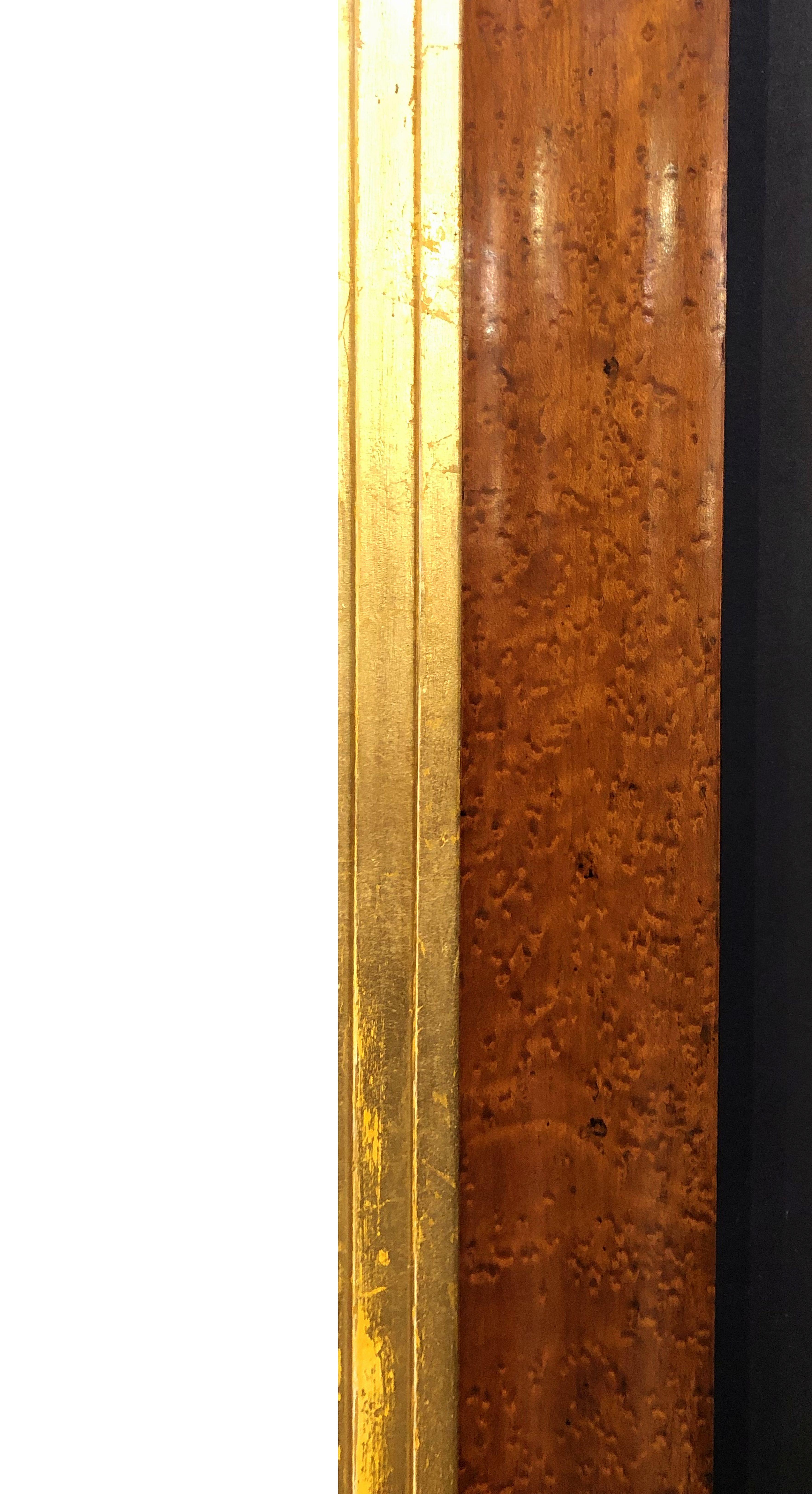 English Rectangular Maple and Gilt-wood Framed Mirror (H 41 3/4 x W 31 7/8) 2