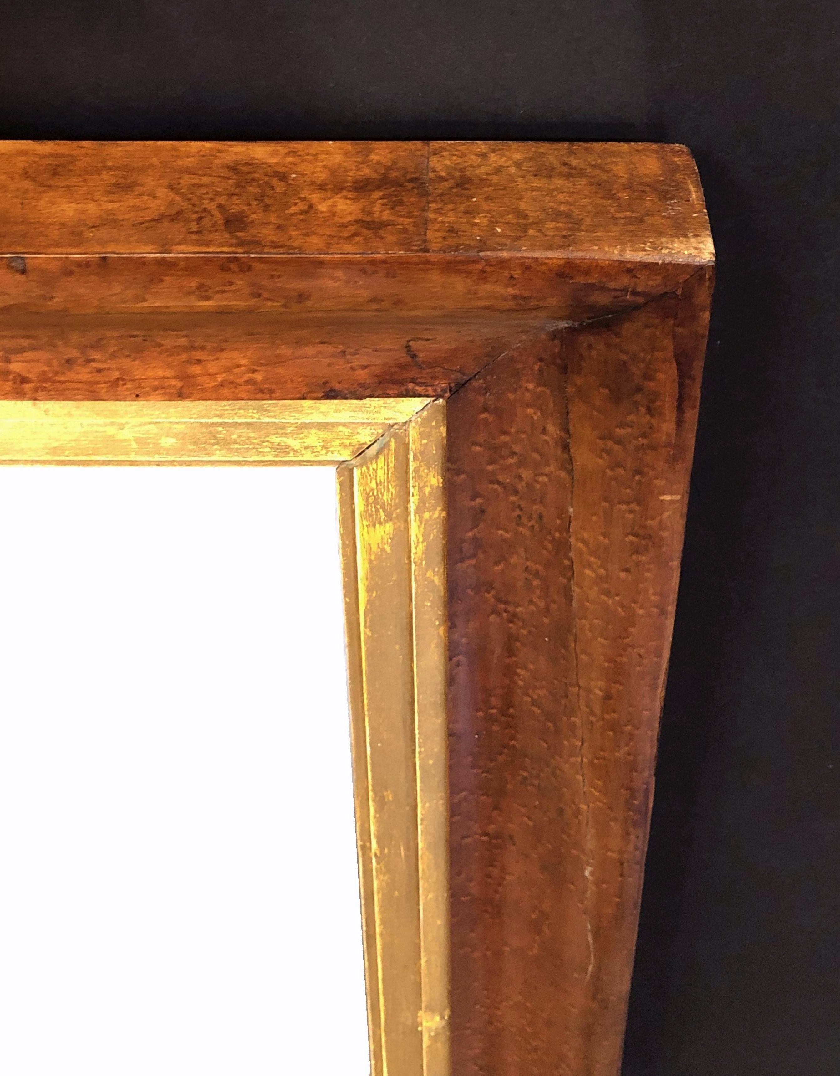 English Rectangular Maple and Gilt-wood Framed Mirror (H 41 3/4 x W 31 7/8) 6
