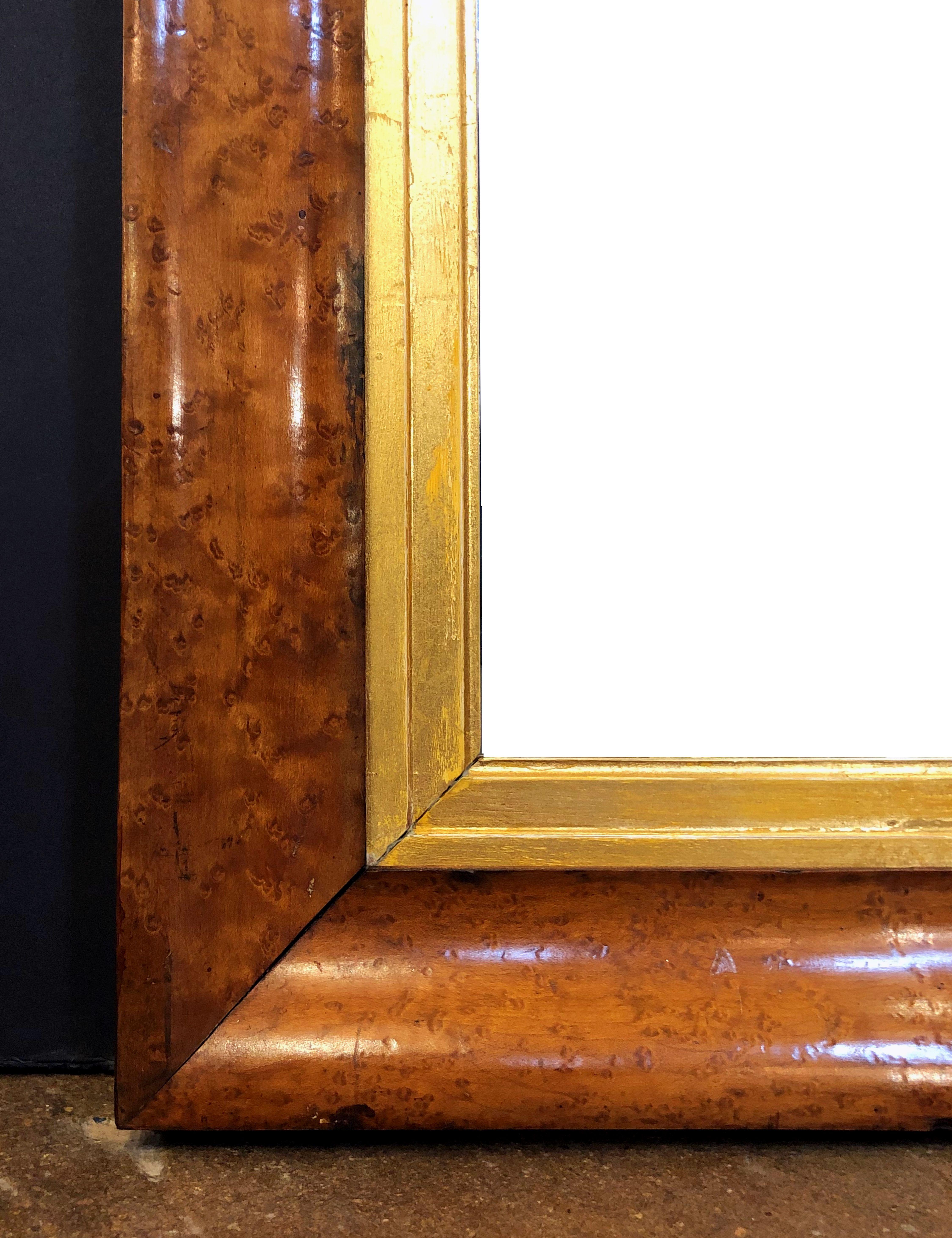 19th Century English Rectangular Maple and Gilt-wood Framed Mirror (H 41 3/4 x W 31 7/8)