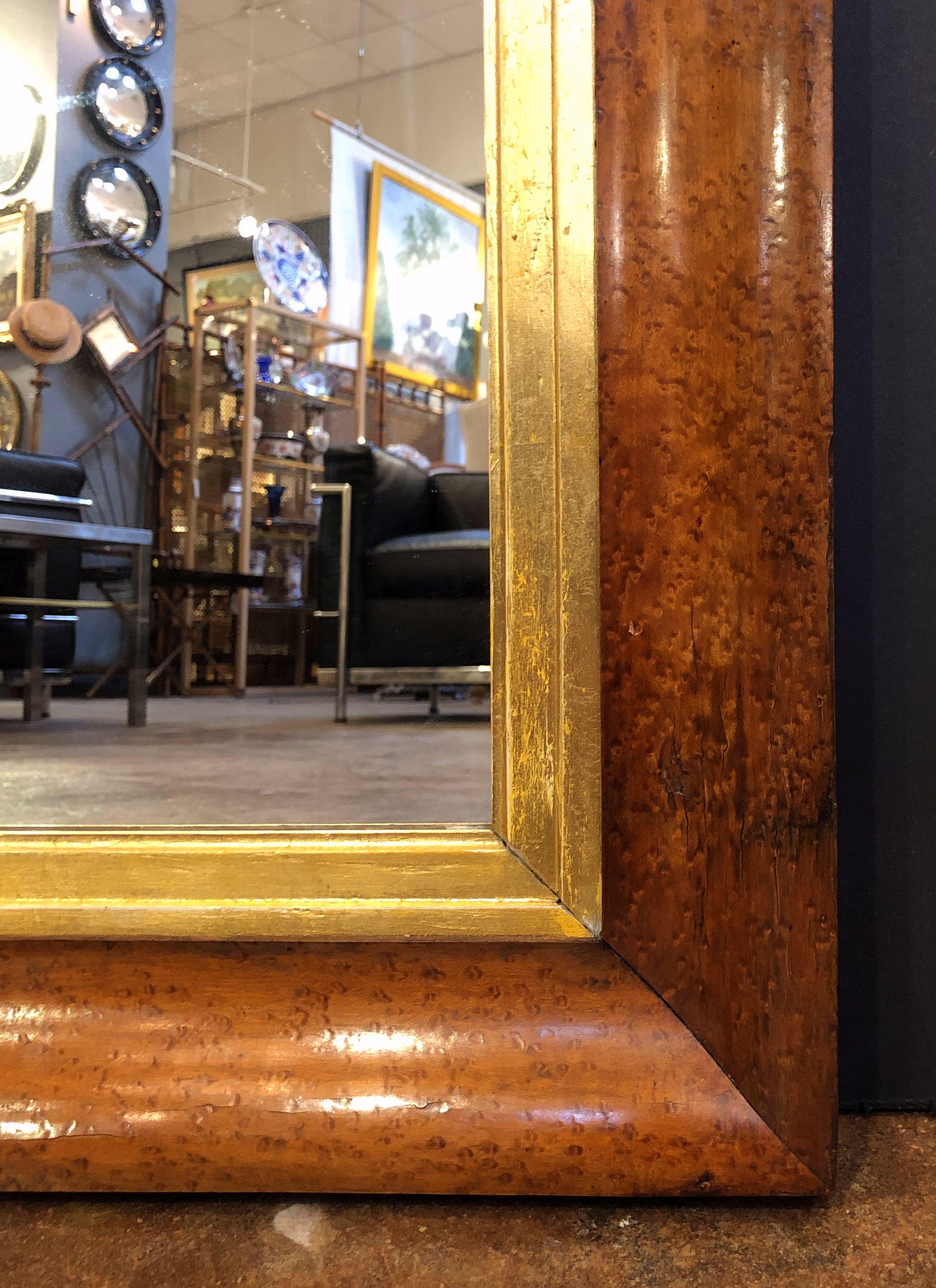 English Rectangular Maple and Gilt-wood Framed Mirror (H 41 3/4 x W 31 7/8) 1