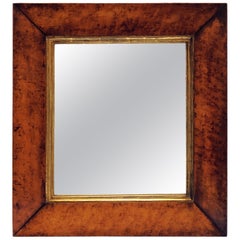 English Rectangular Mirror with Burled Maple Frame (H 24 3/4 x W 22 3/4)