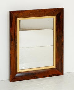 English Rectangular Mirror With Figured Wood Frame (H 24 3/4 x W 19 3/4)