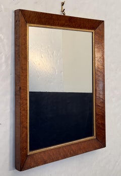 English Rectangular Mirror with Maple and Giltwood Frame (H 20 7/8 x W 16 3/4)
