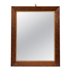 English Rectangular Mirror with Maple and Giltwood Frame (H 20 7/8 x W 16 3/4)