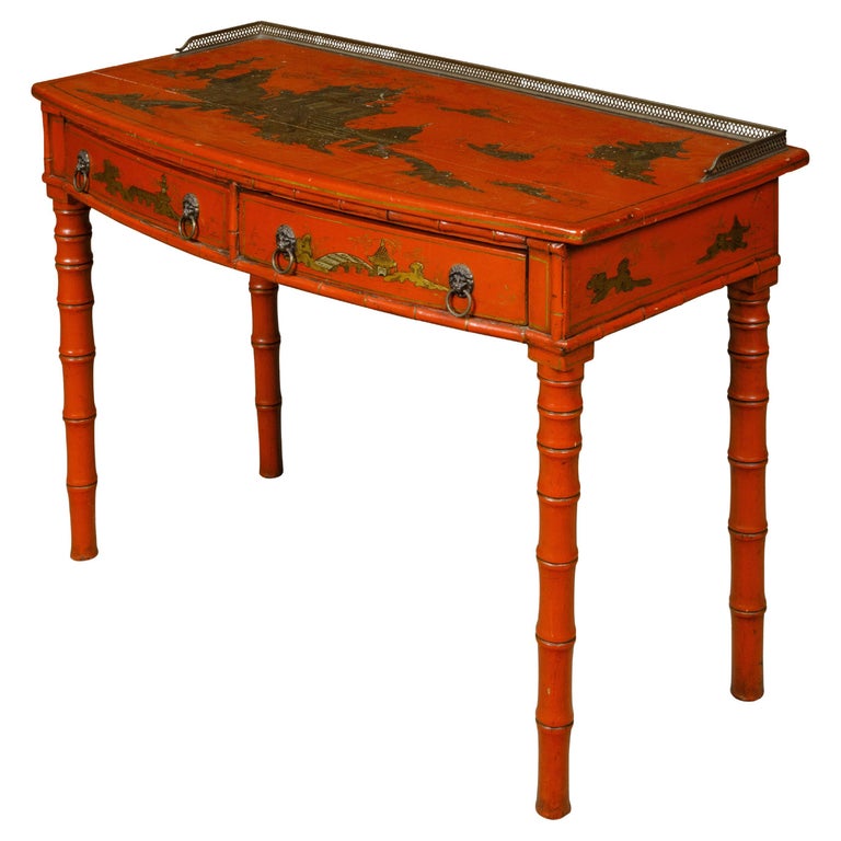 Late 19th Century English Bamboo and Japanned Lacquer Desk Late 19th Century English Bamboo and Japanned Lacquer Desk