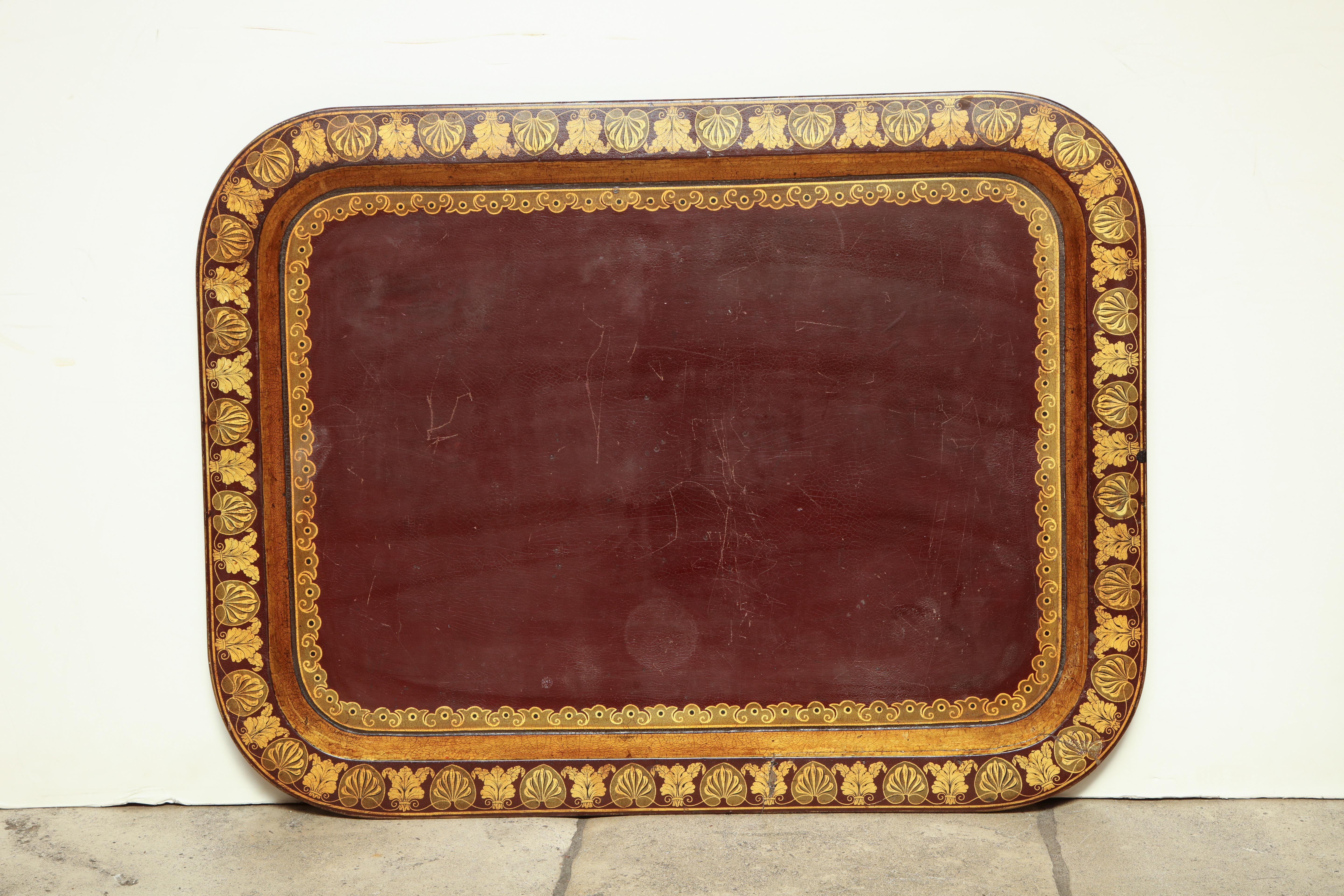 English Red Lacquered Papier Mâché Tray Table 1