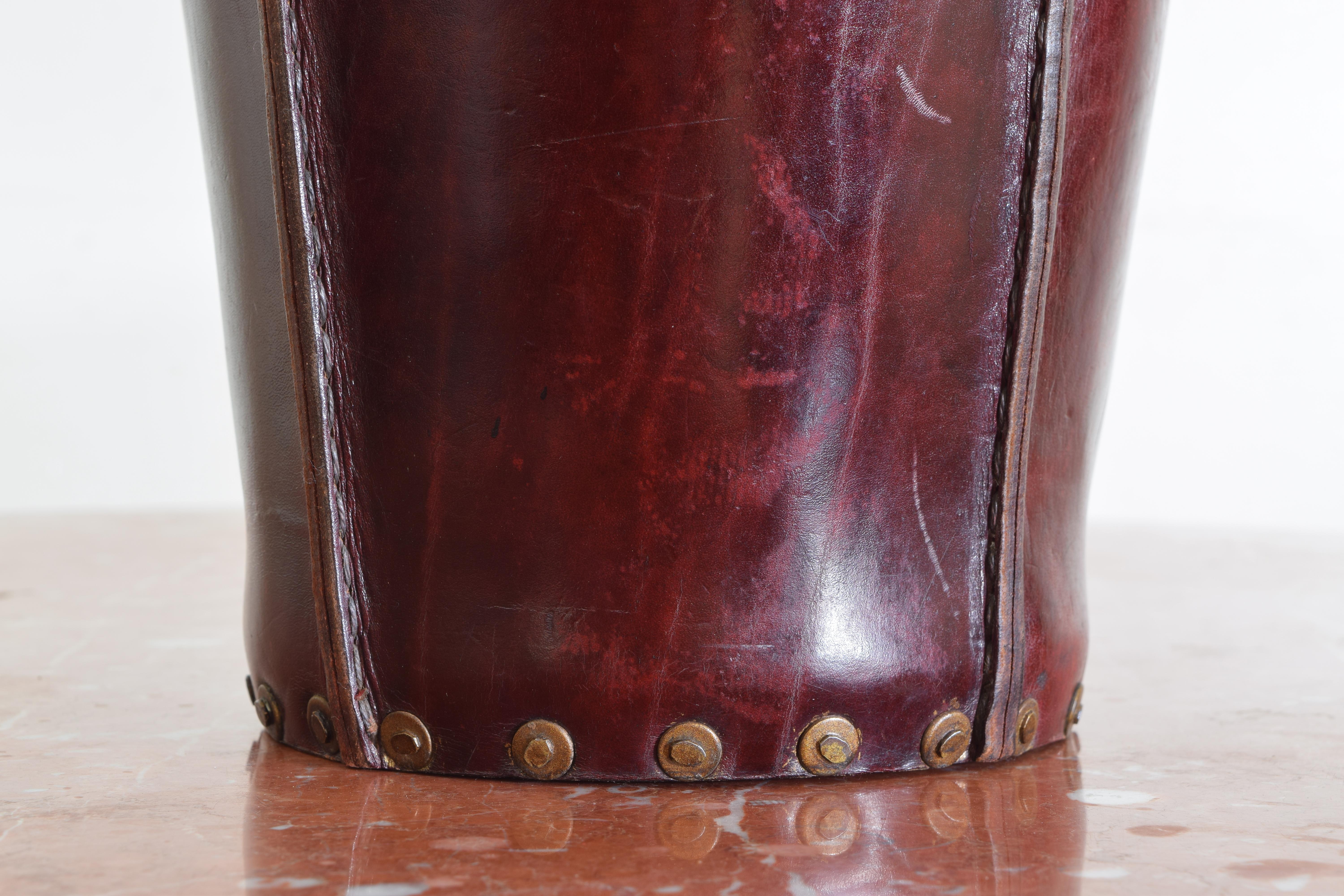 English Red Leather Fire Bucket, Early 20th Century 2