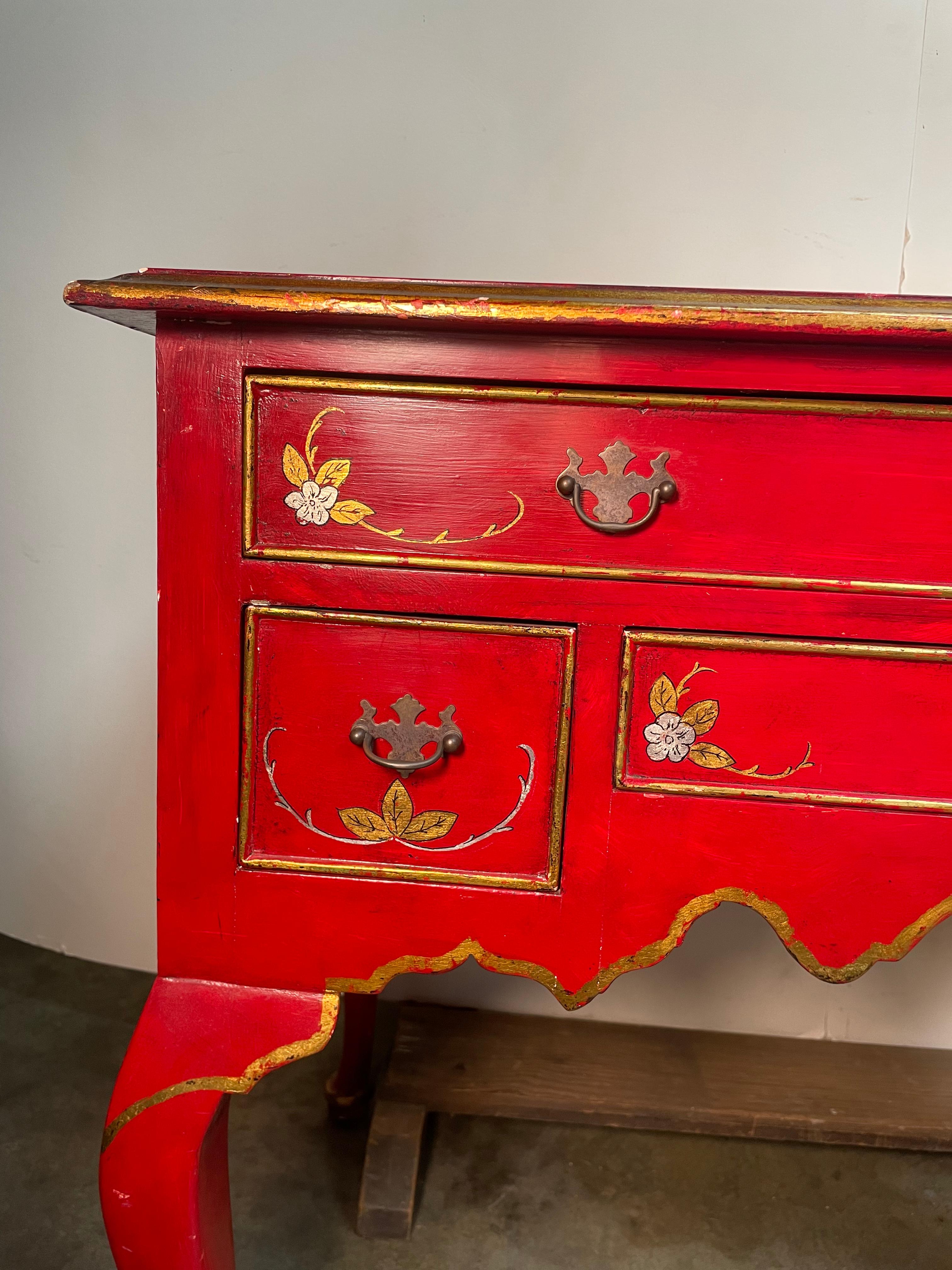 British English Red Mini Kneehole Desk For Sale