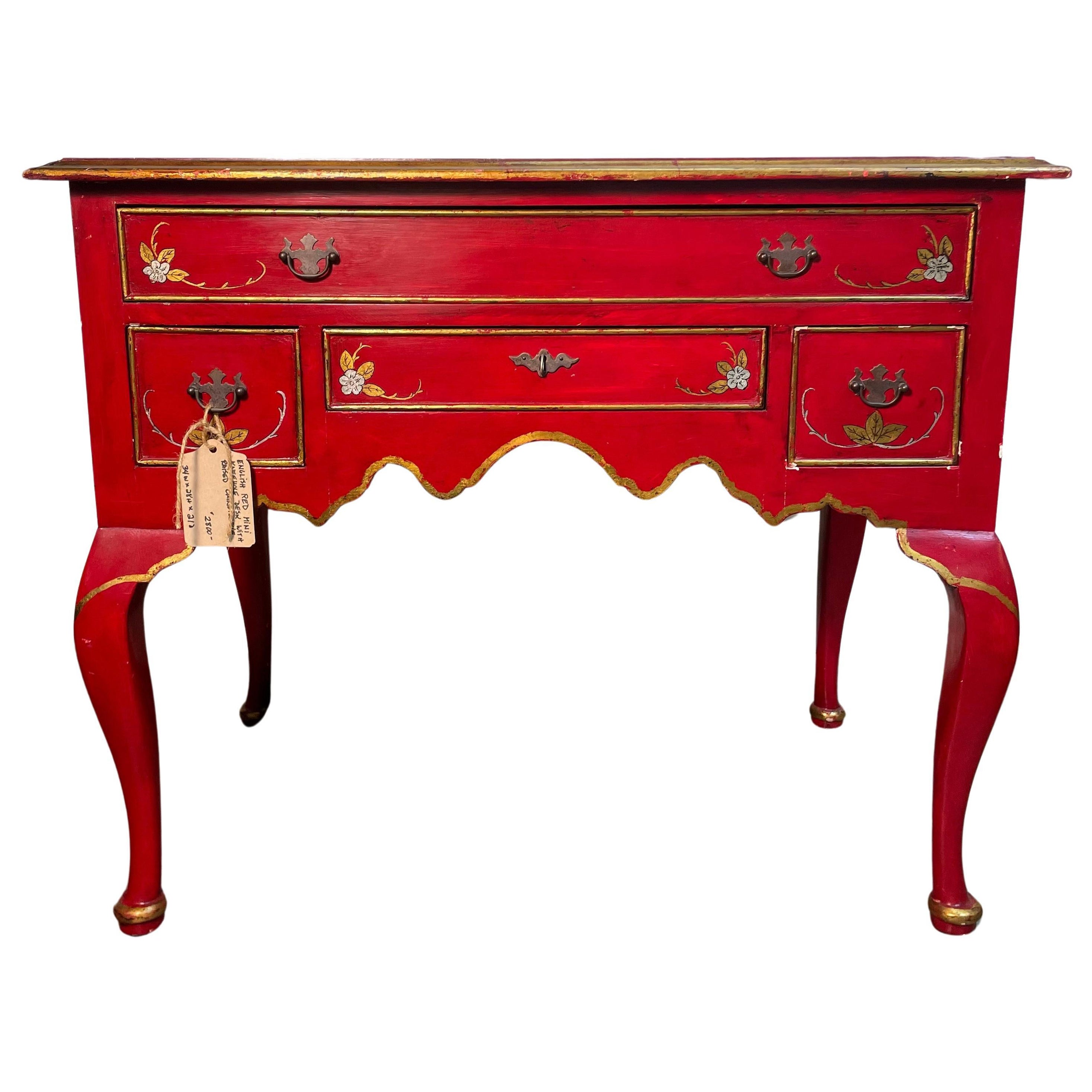 English Red Mini Kneehole Desk