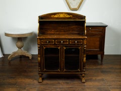 English Regency 1820s Faux Painted Cabinet with Volutes and Lotiform Columns